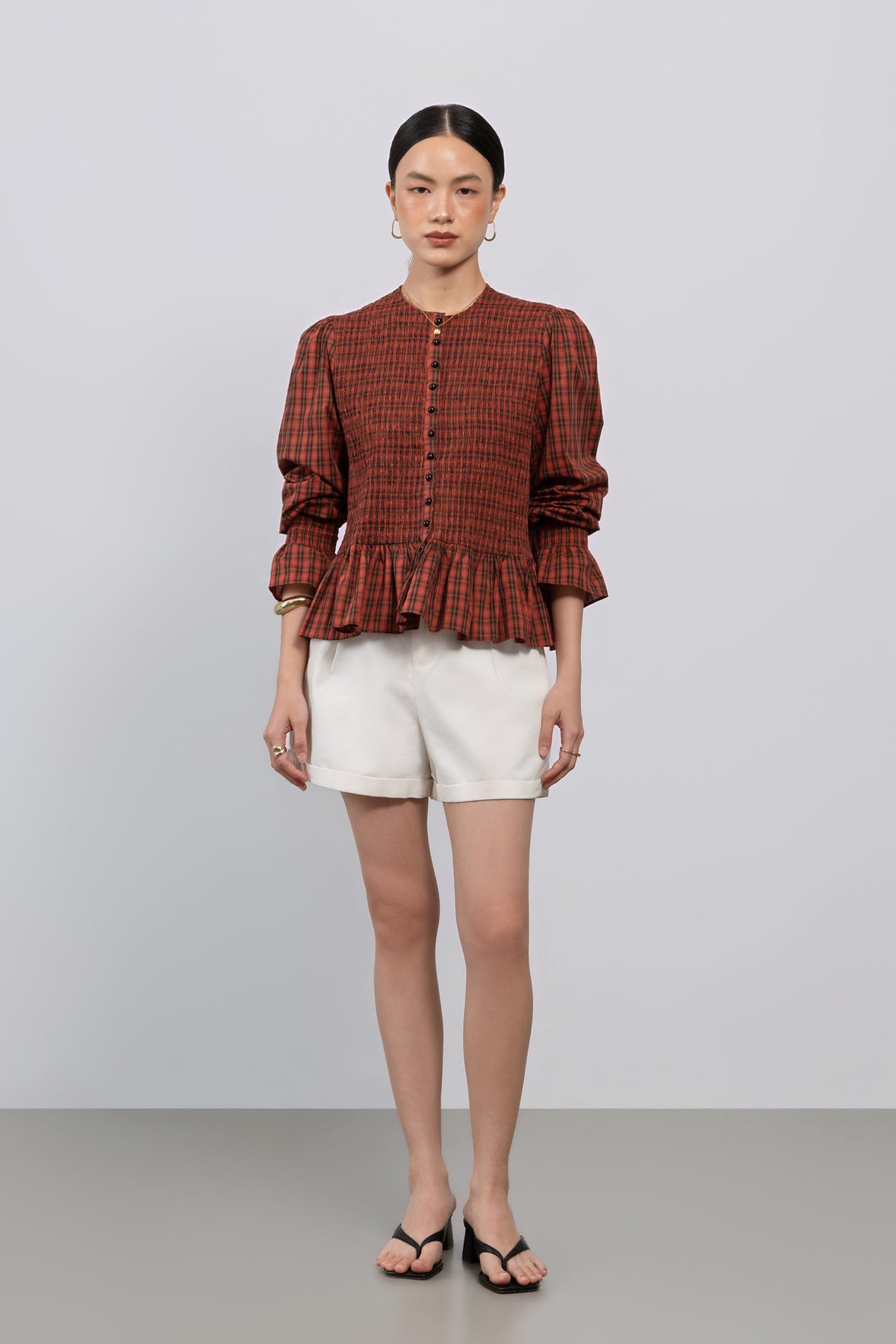 Edith Top – Smocked Peplum Blouse
