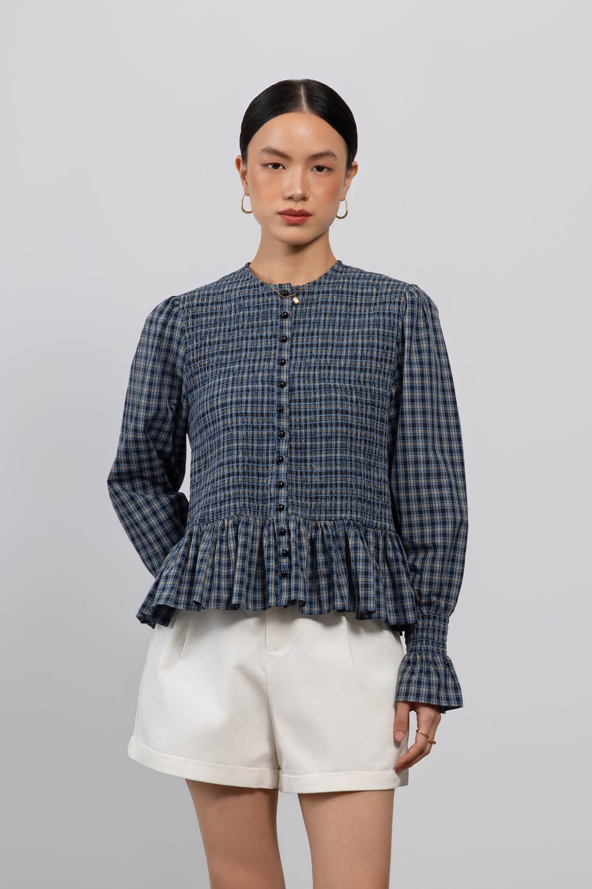 Edith Top – Smocked Peplum Blouse