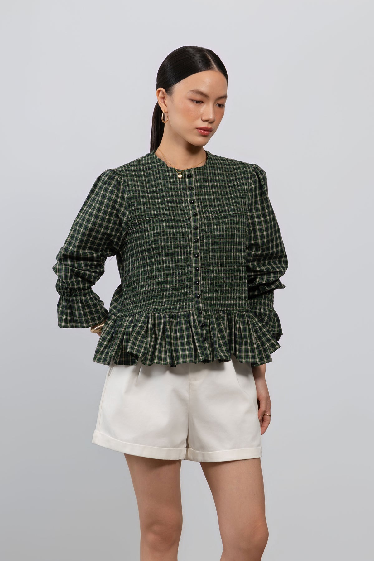 Edith Top – Smocked Peplum Blouse