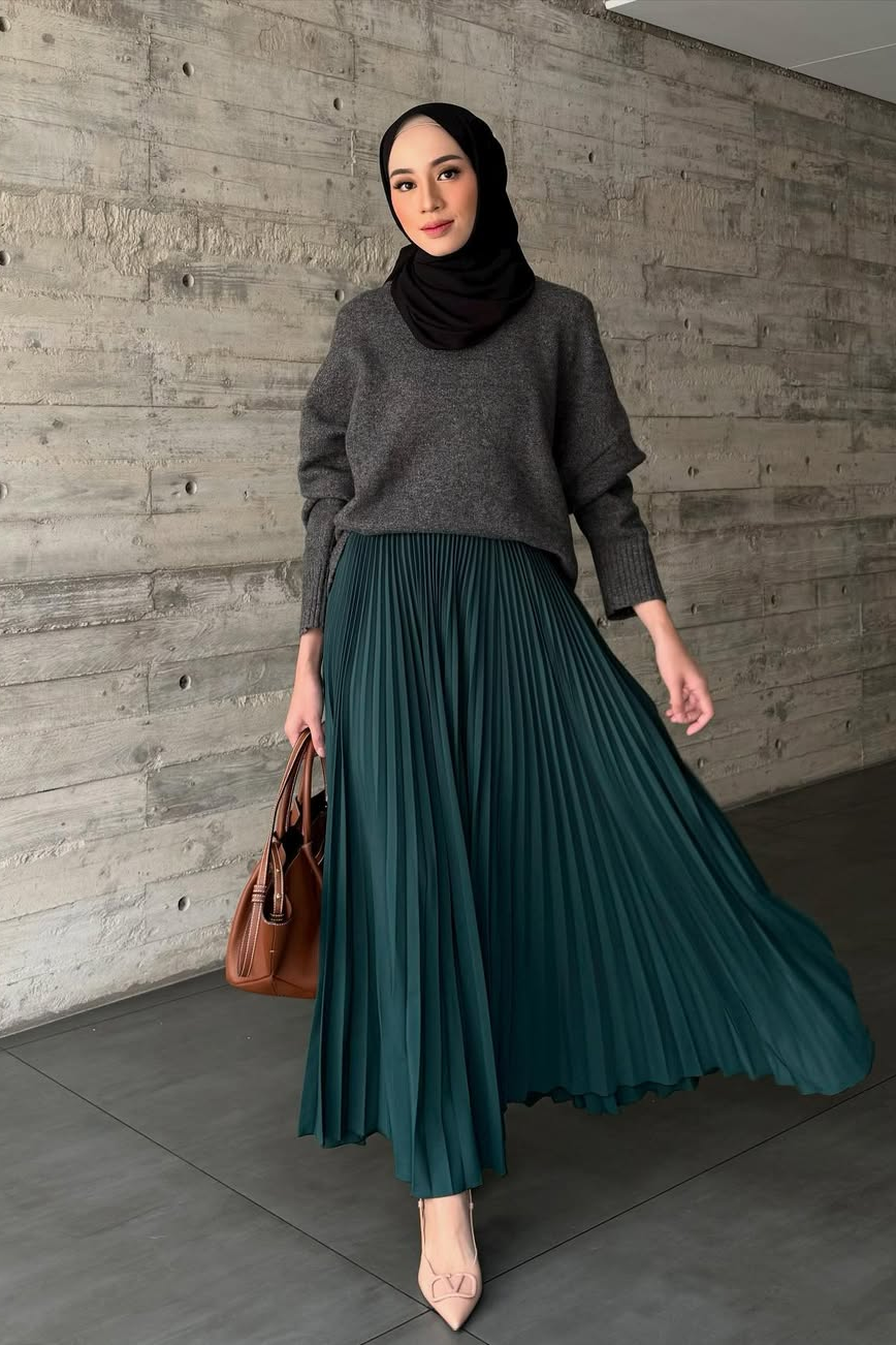 Atala Basic Skirt - Rok Plisket Maxi Polos
