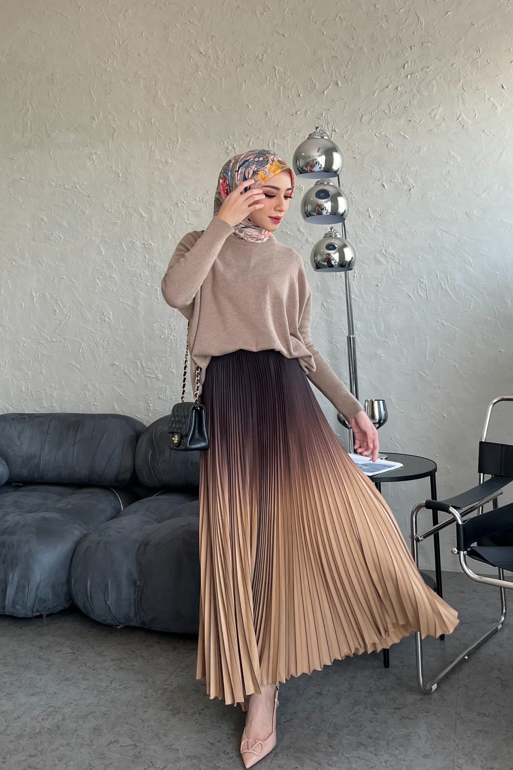 Atala Skirt - Rok Plisket Maxi Motif Gradasi