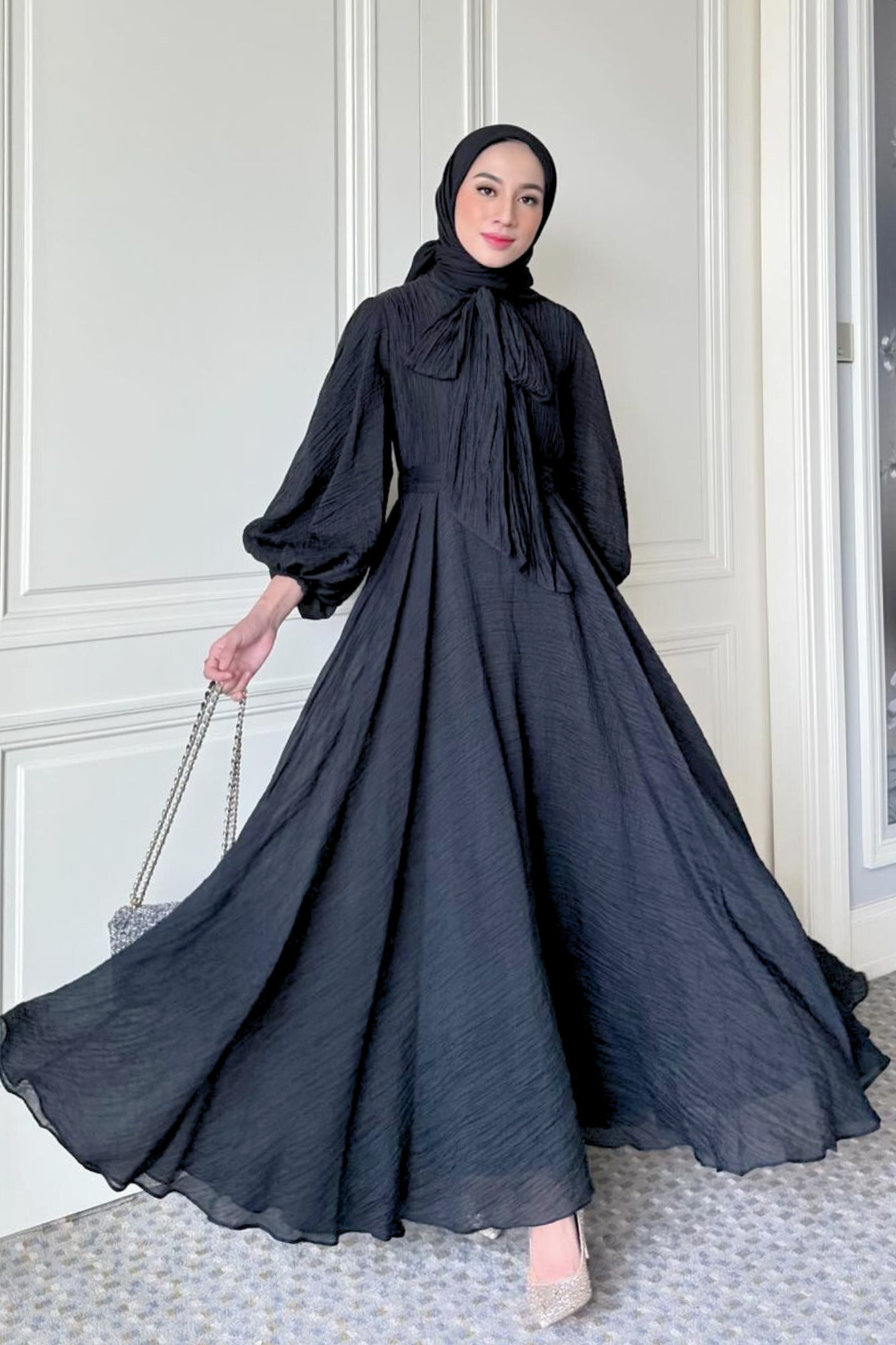 Aesa Dress - Black - Dress Flowly Aksen Pita