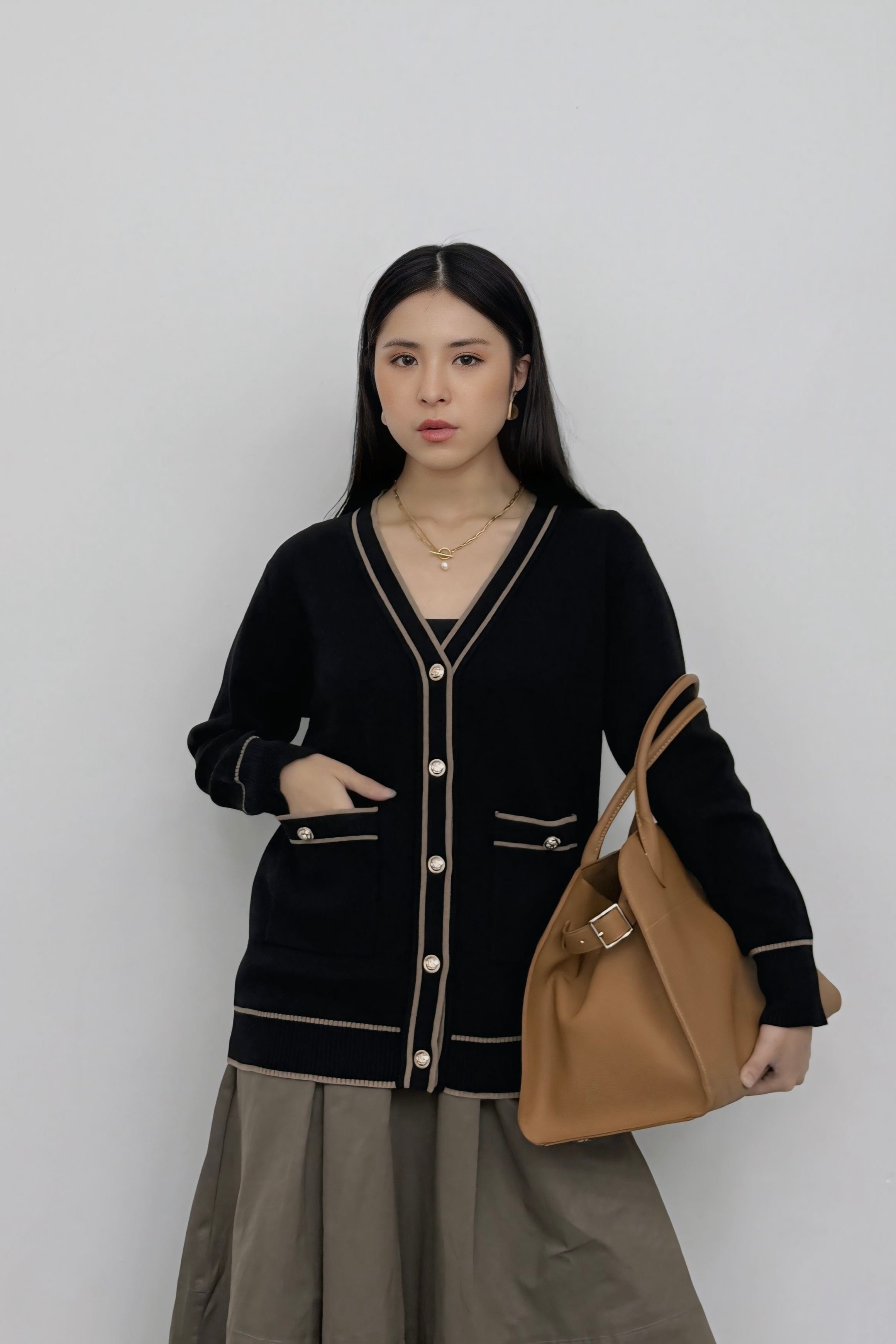 Chloe Cardy - Cardigan Rajut Wanita Polos Bahan Knit Premium