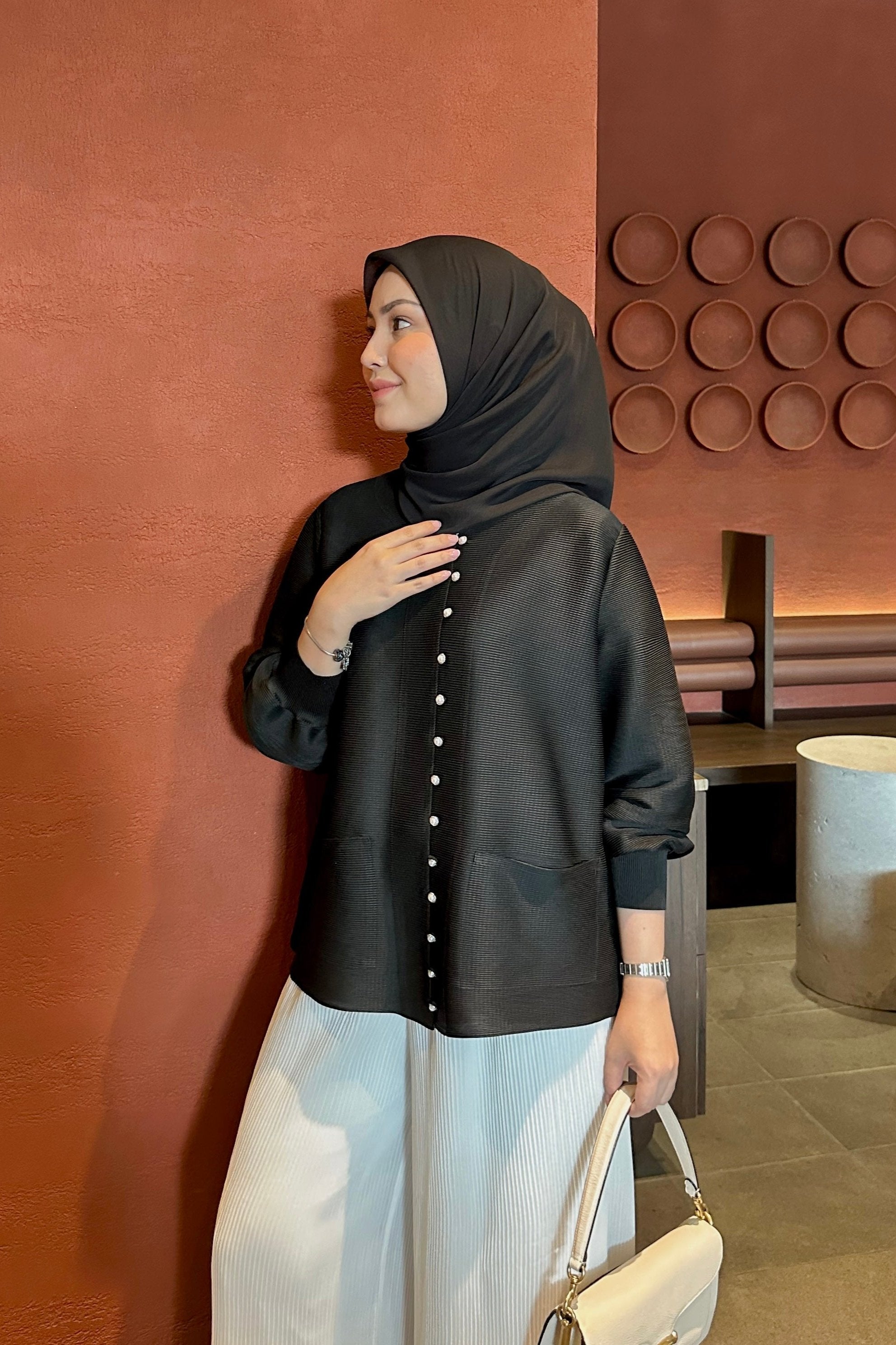 Pocket Pleats Blouse - Atasan Wanita Polos Bahan Pleats