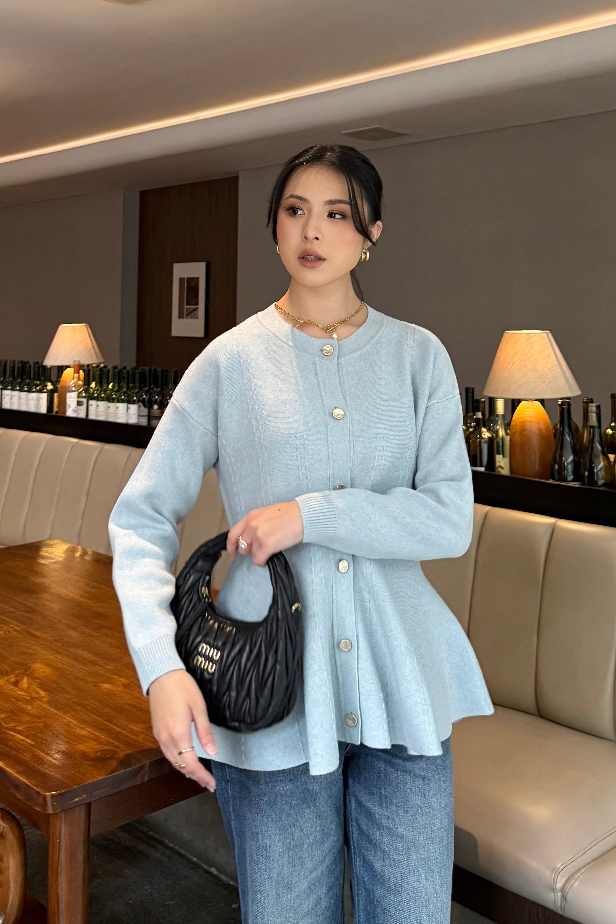 Cheer Cardy - Atasan Wanita Bahan Knit Full Kancing