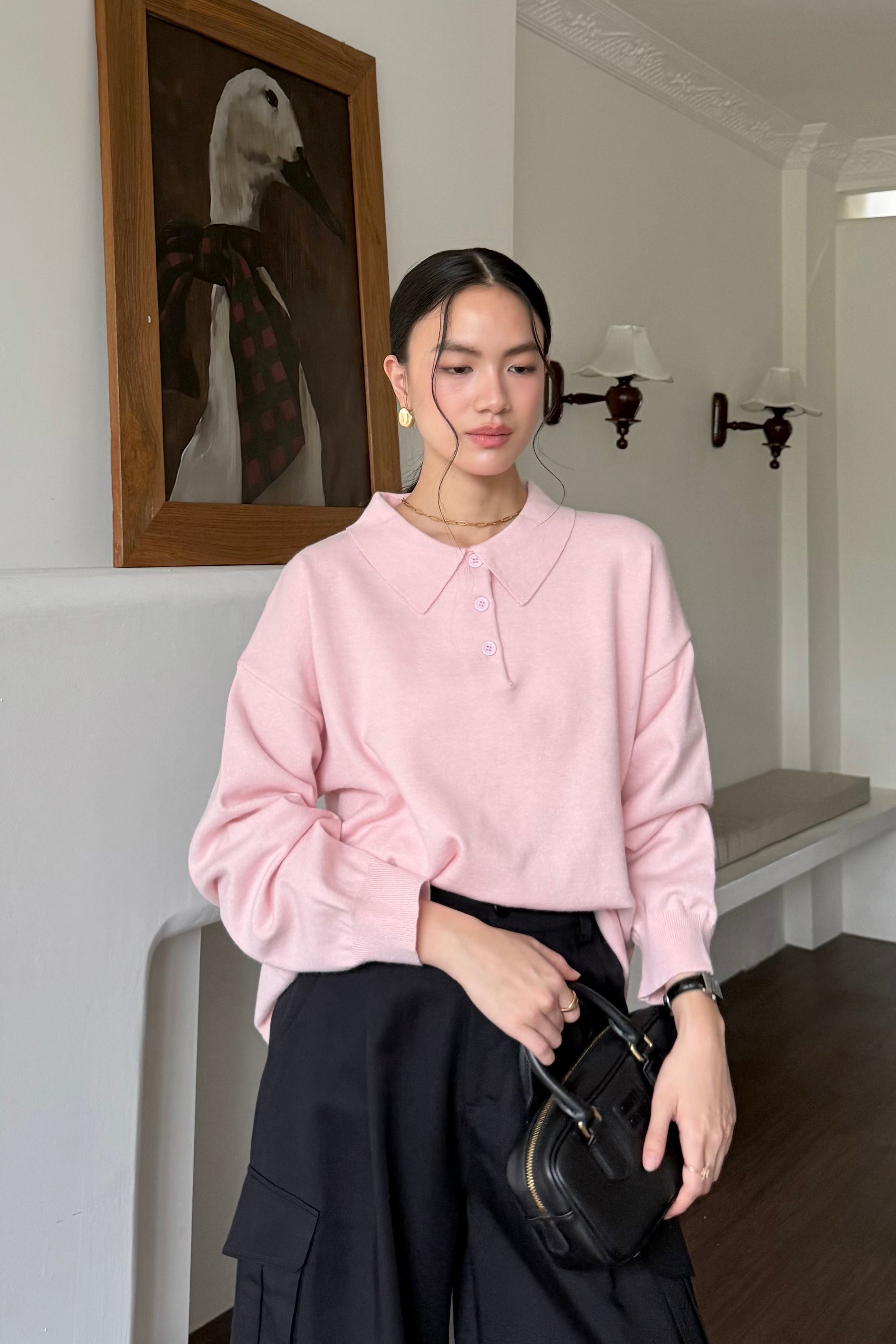 Polo Sweater - Sweater Wanita Bahan Wool Acrylic Premium