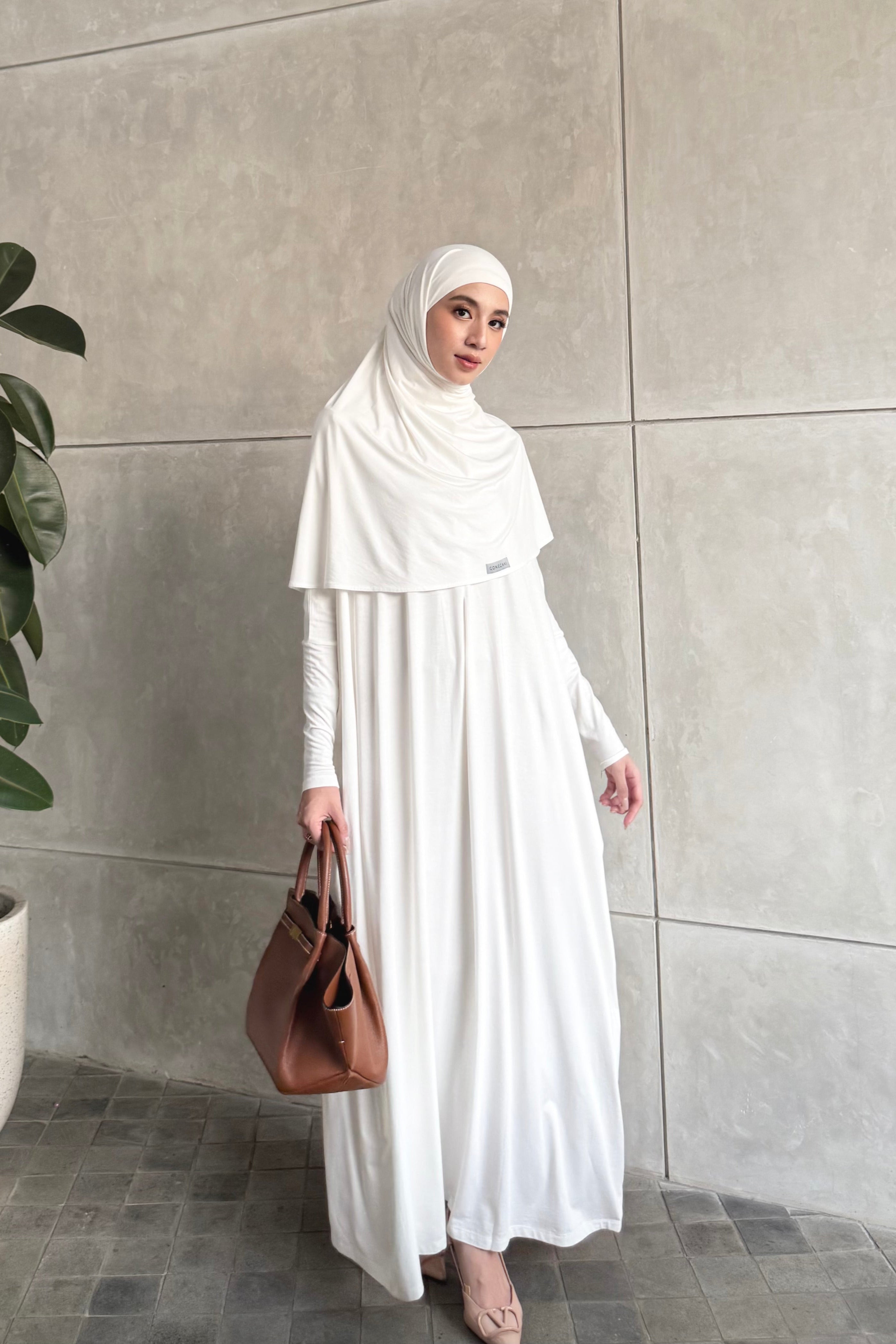 Batwing Plain Set - One Set Hijab Pasmina dan Dress Wanita