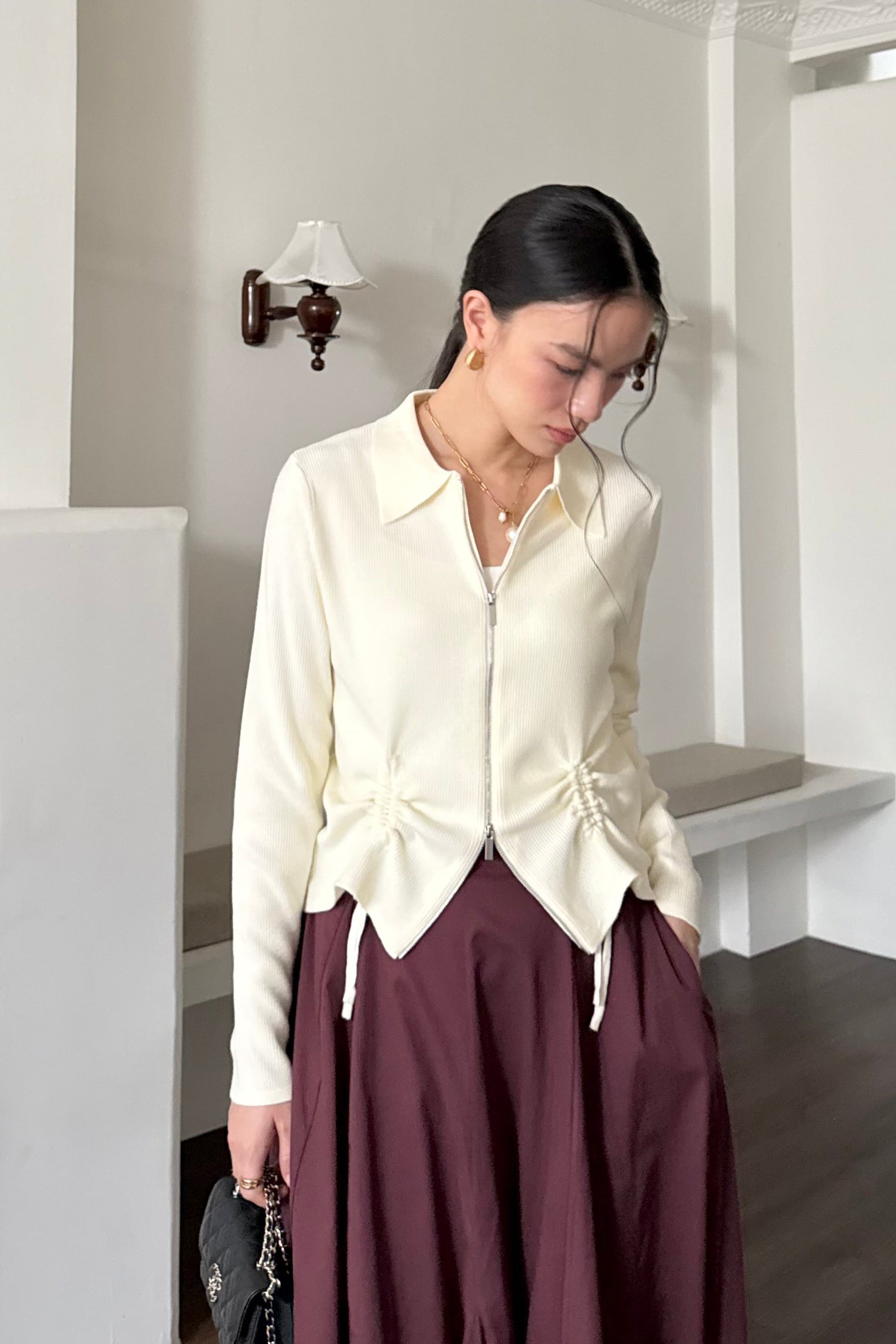 Looren Cardy - Cardigan Wanita Berkerah Stylish Bahan Knit