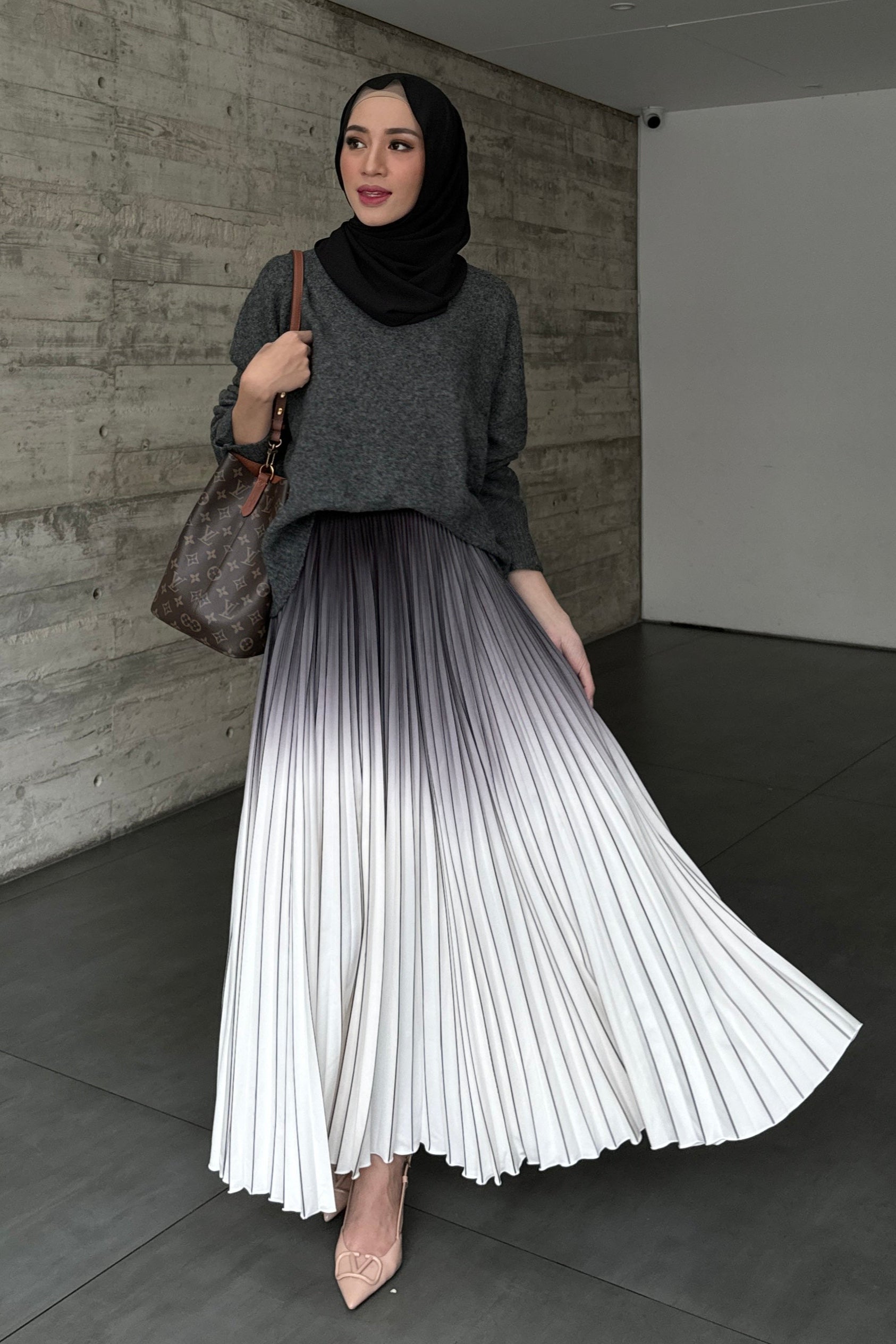 Atala Skirt - Rok Plisket Maxi Motif Gradasi