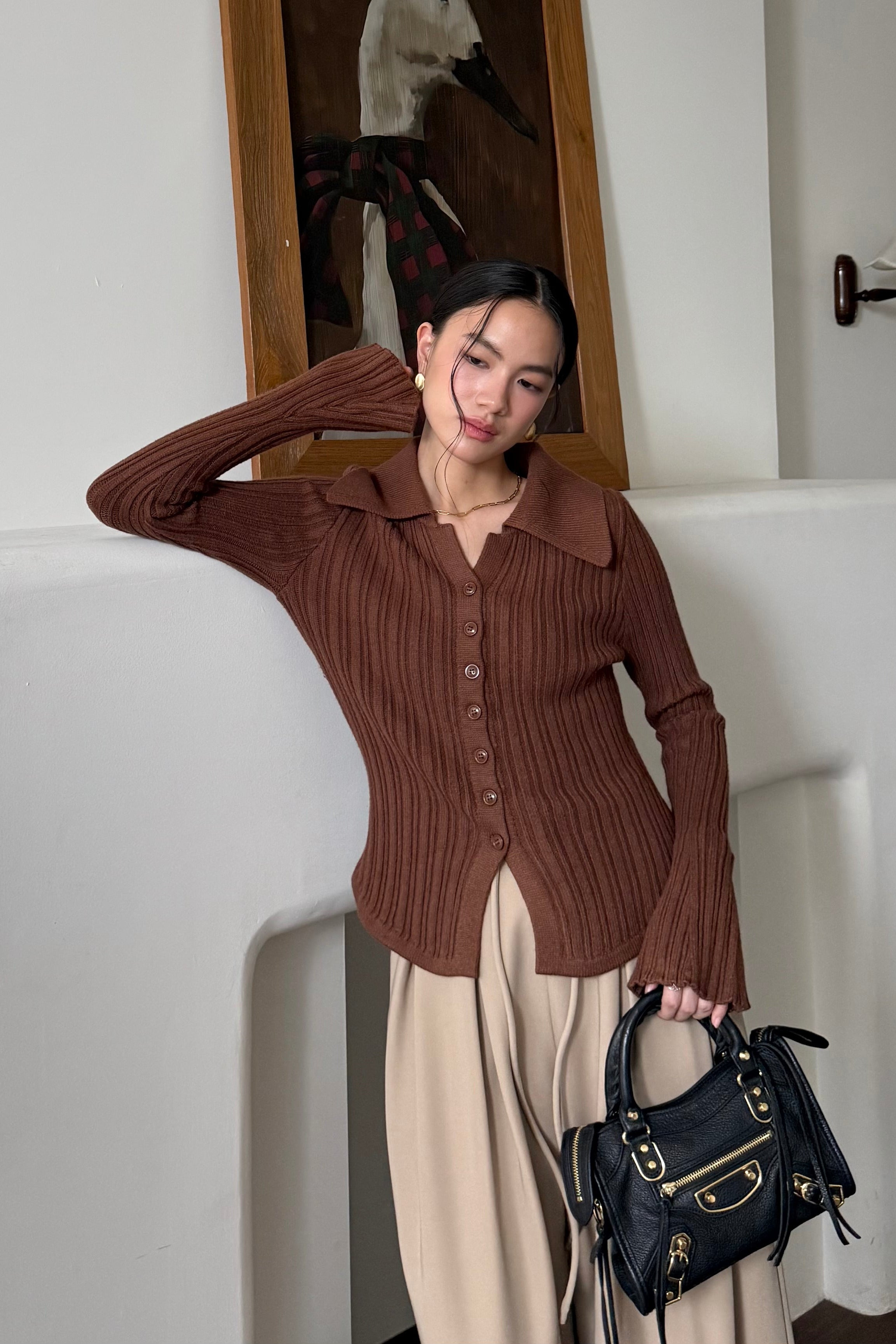 Kimi Sweater - Atasan Sweater Wanita Berkerah Trendy Bahan Knit