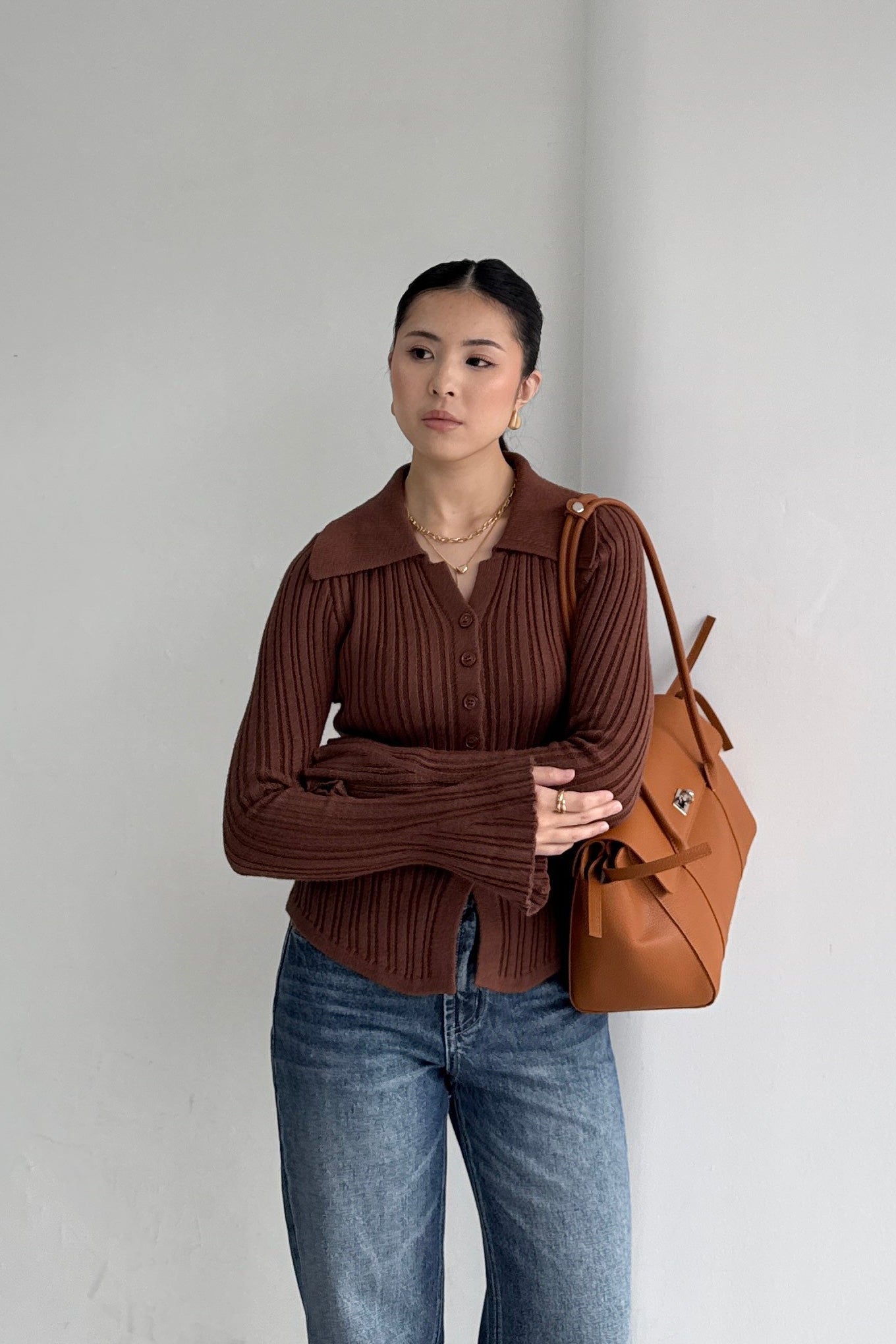Kimi Sweater - Atasan Sweater Wanita Berkerah Trendy Bahan Knit