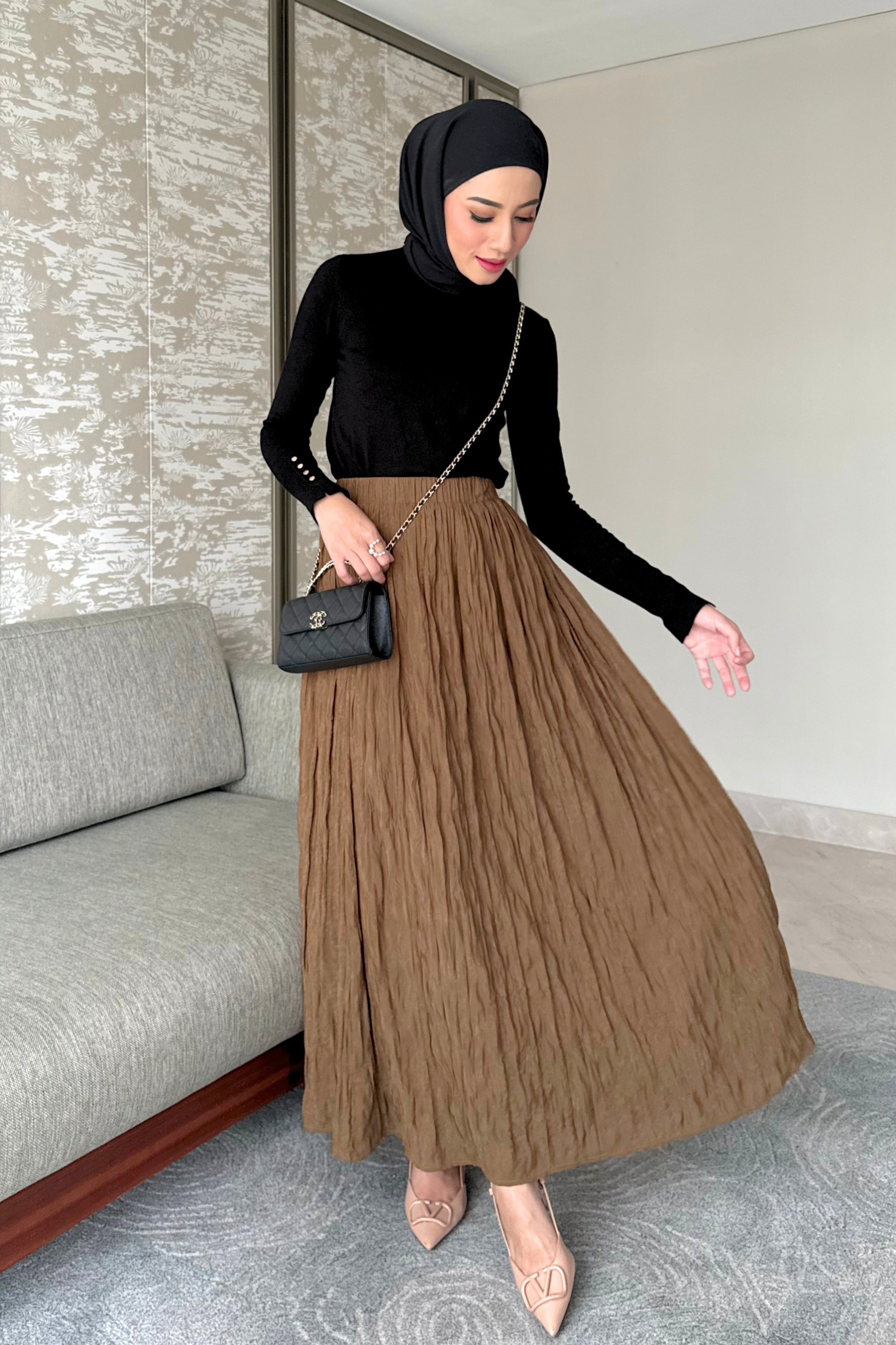 Noor Skirt - Rok Panjang Flowy Wanita Bahan Crepe Premium