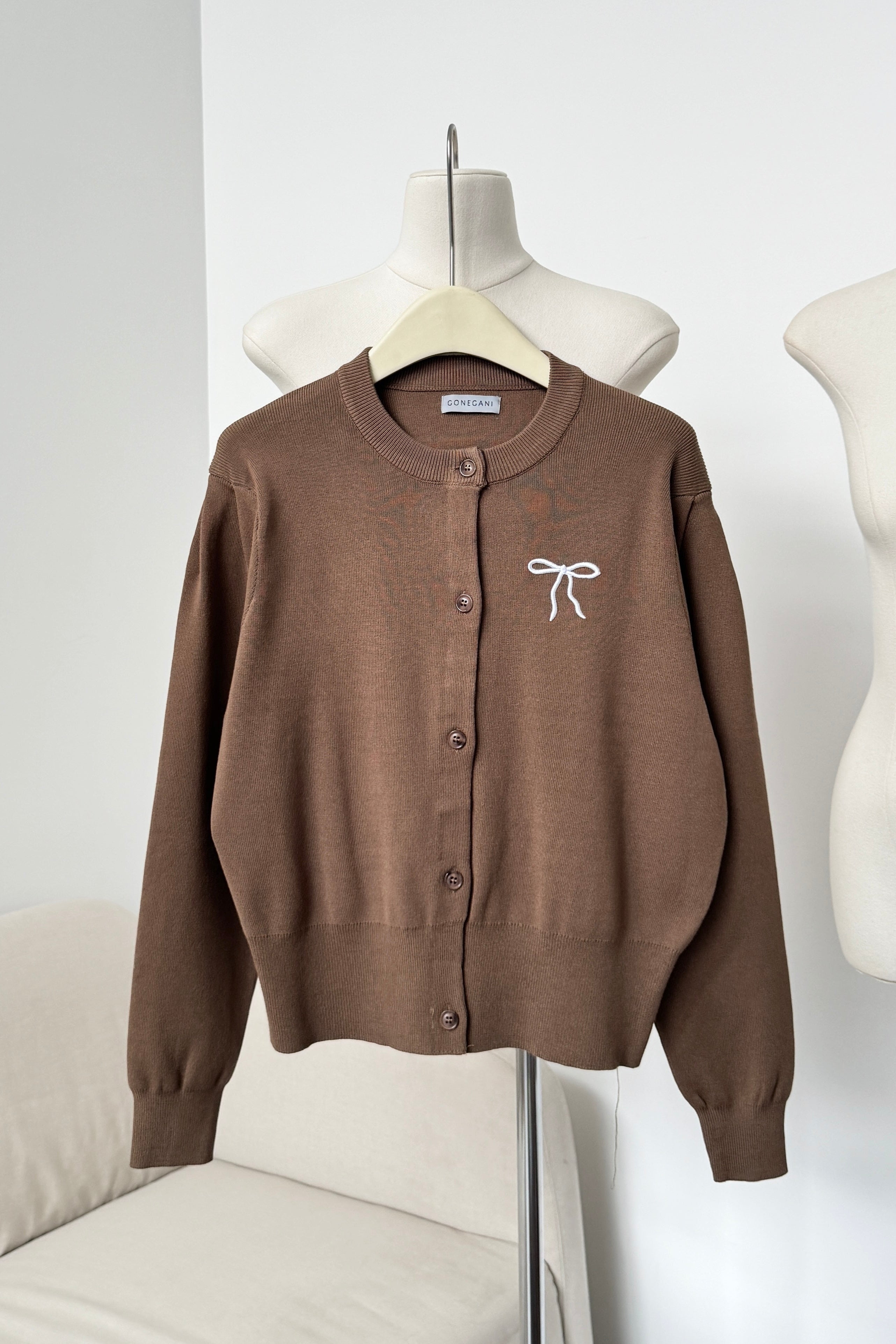 Ribbon Cardy - Brownzen - Cardigan Rajut Wanita Aksen Pita