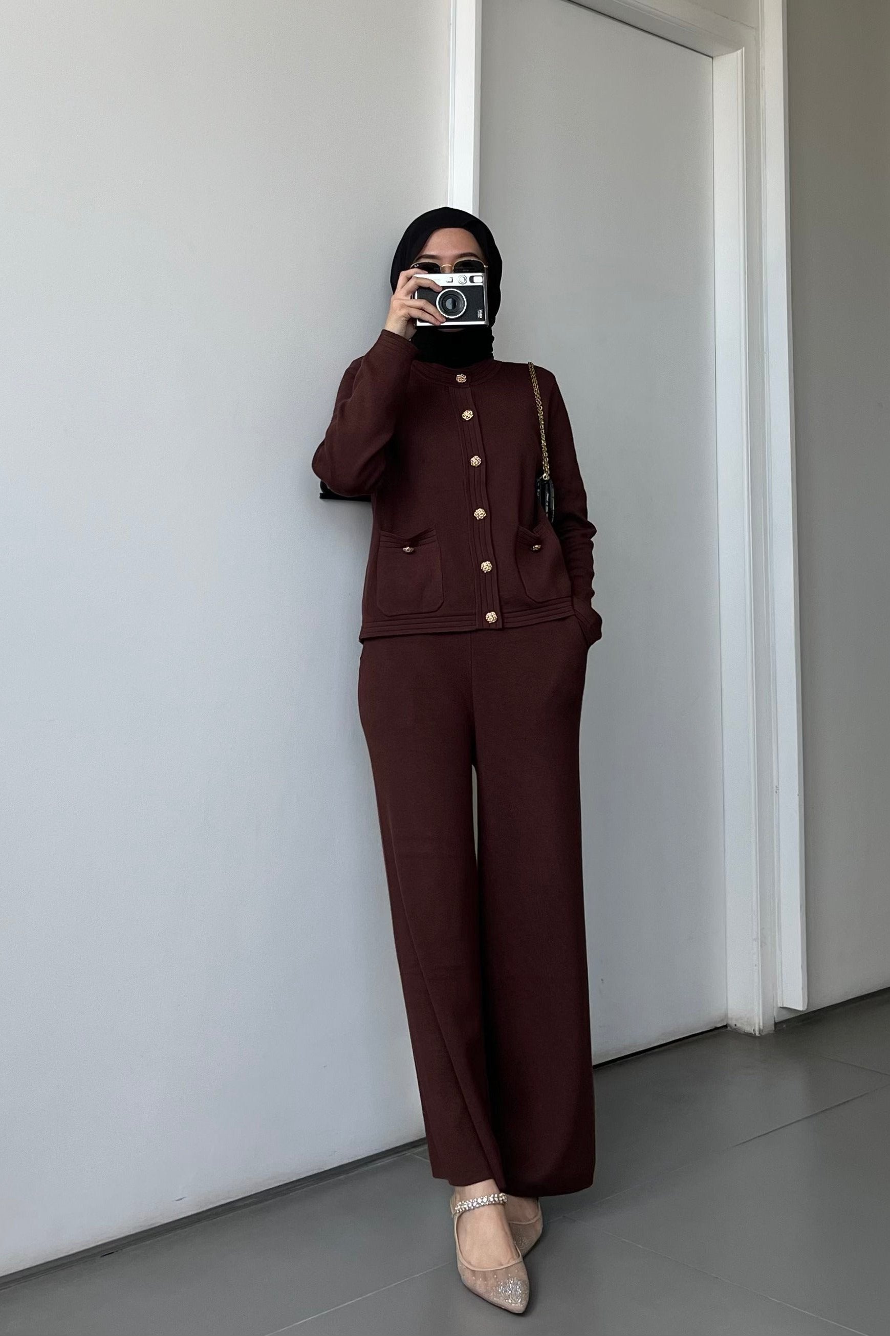 Muji Set - One Set Wanita Bahan Knit Sweater Dan Celana