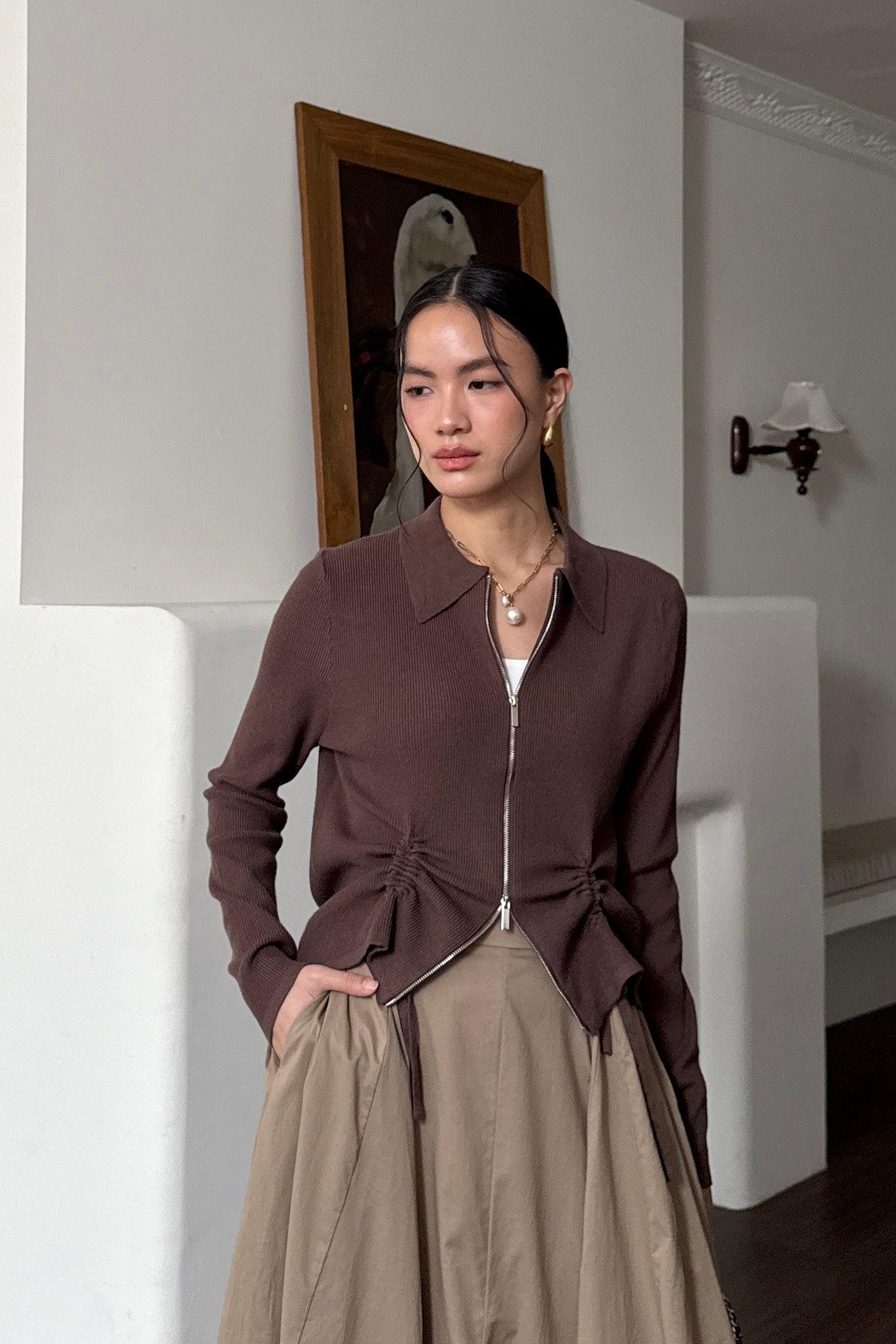 Looren Cardy - Cardigan Wanita Berkerah Stylish Bahan Knit