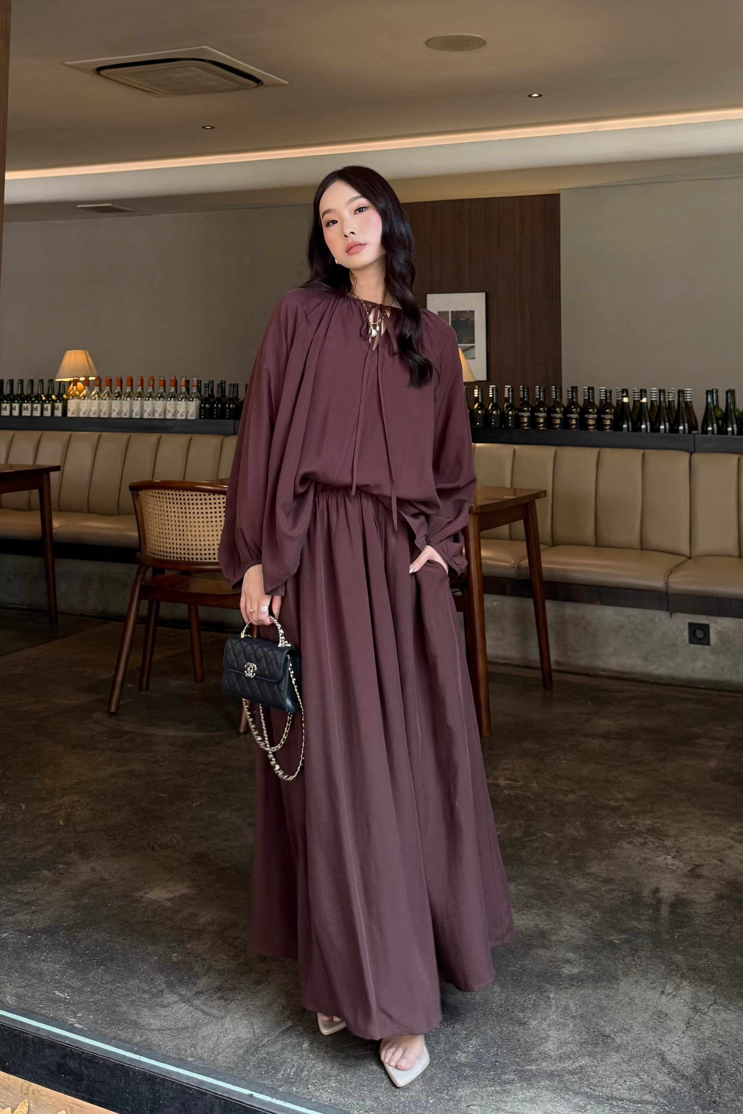 Shojo Set - Setelan Atasan Bawahan Elegan Wanita Bahan Tancel