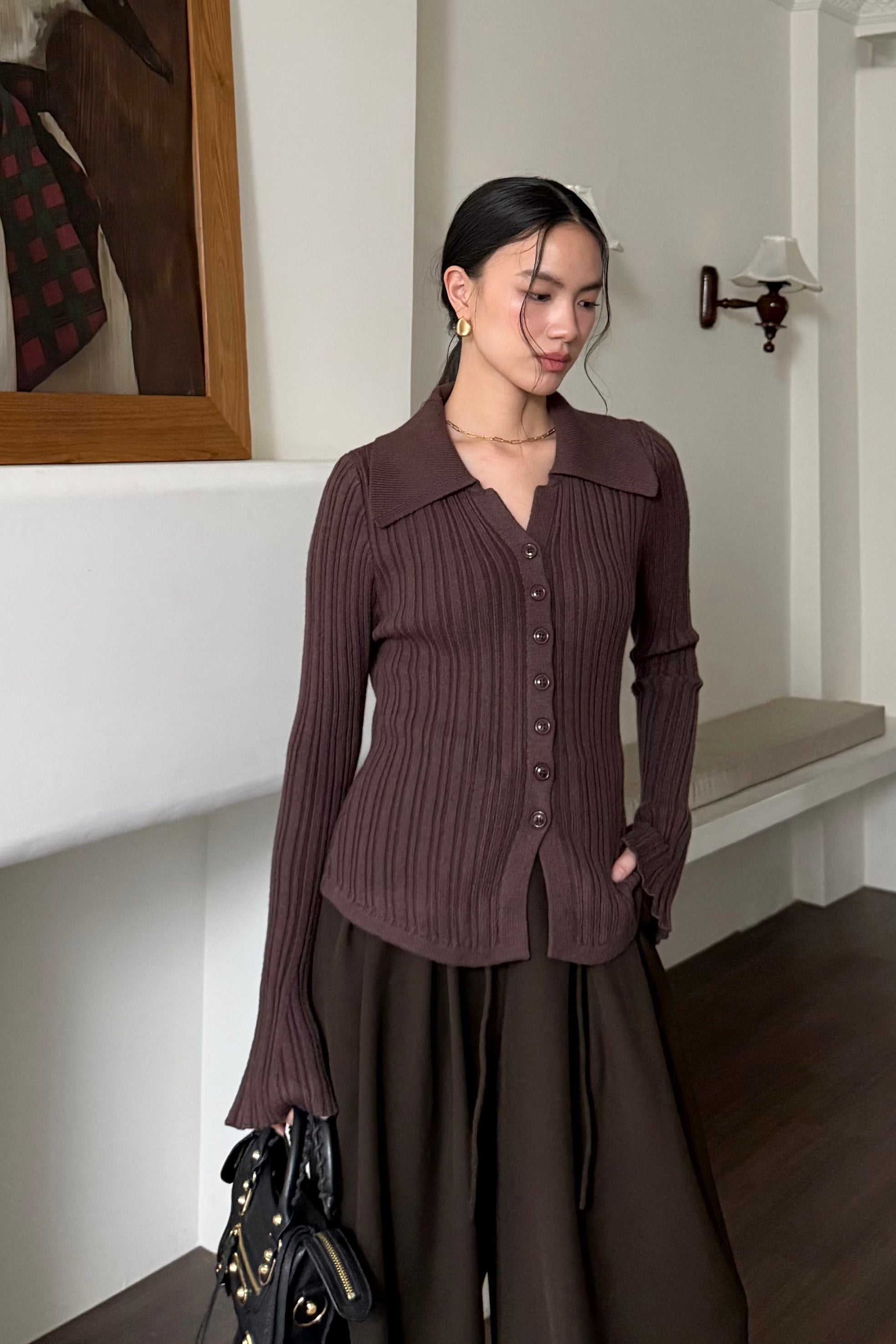 Kimi Sweater - Atasan Sweater Wanita Berkerah Trendy Bahan Knit