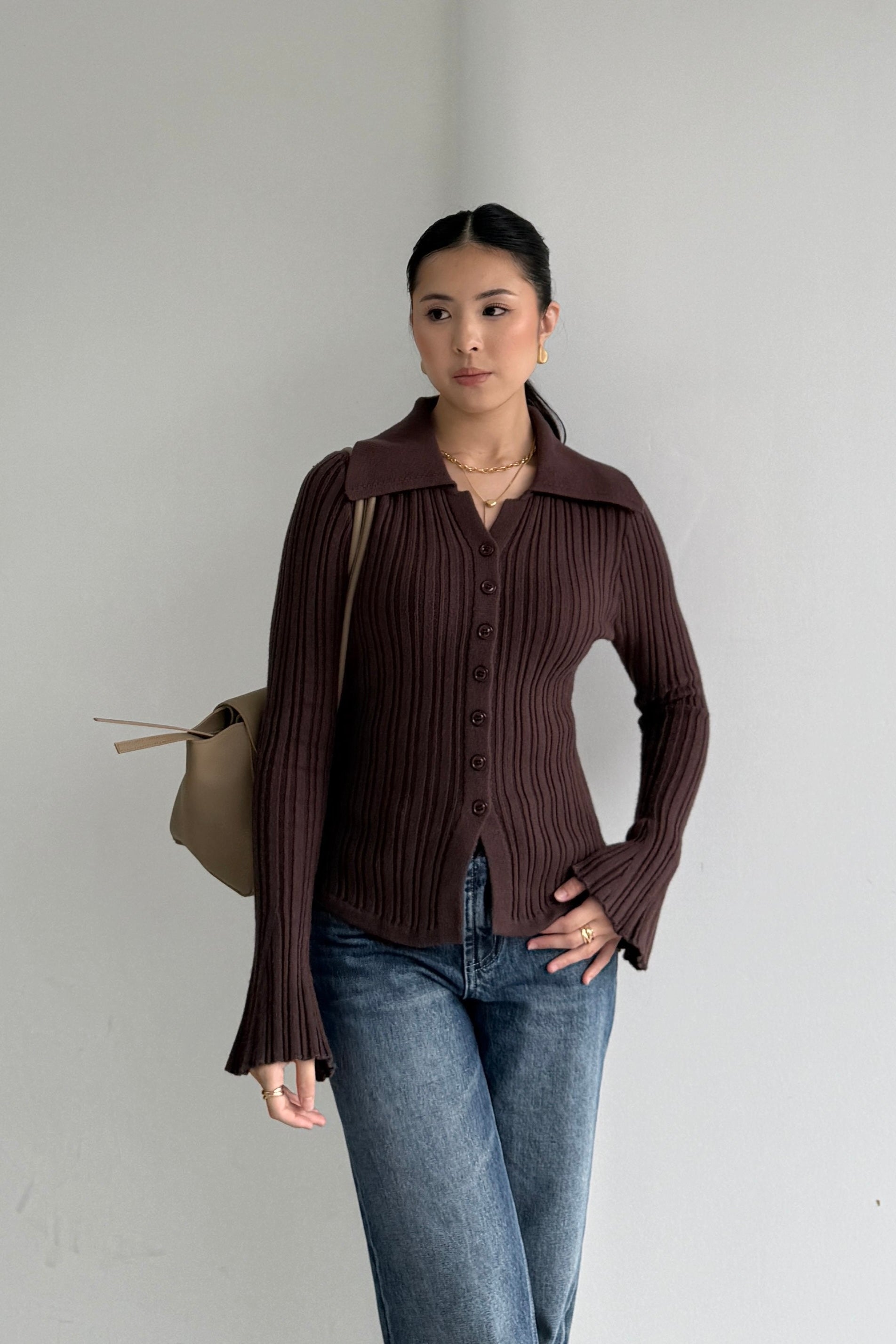 Kimi Sweater - Atasan Sweater Wanita Berkerah Trendy Bahan Knit