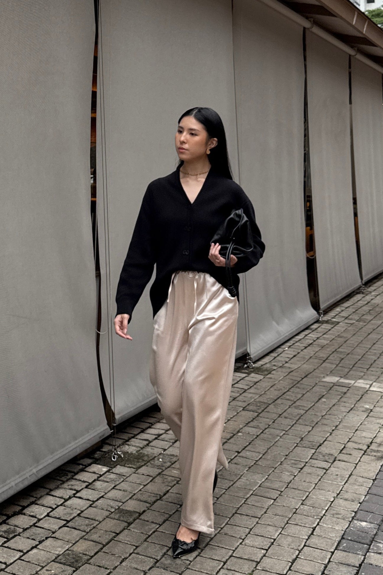 Straight Saten Pants - Champion - Bawahan Wanita Bahan Saten Premium Import