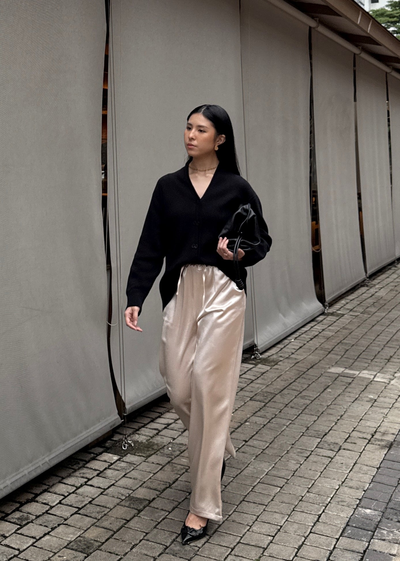 Straight Saten Pants - Bawahan Wanita Bahan Saten Premium Import