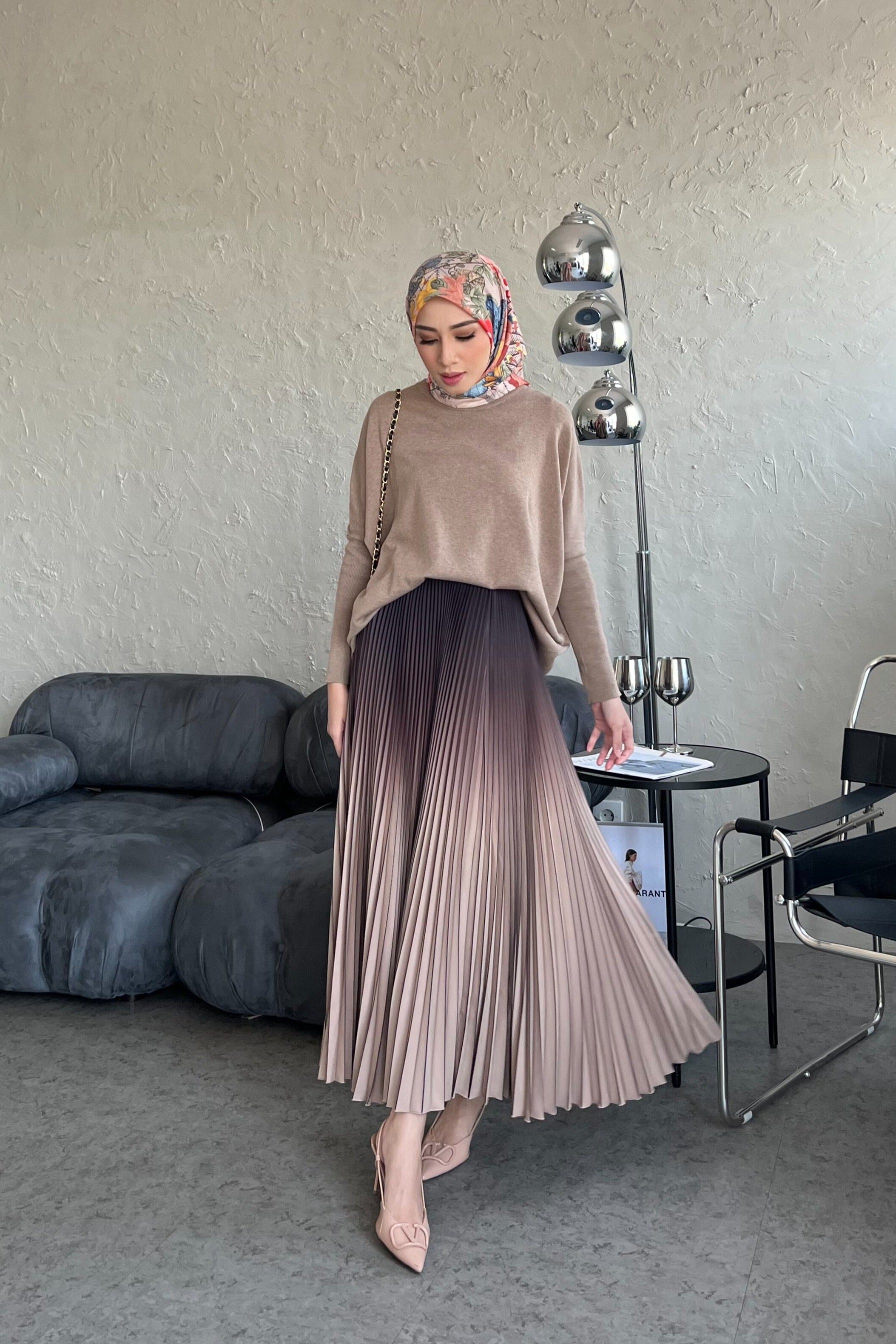 Atala Skirt - Rok Plisket Maxi Motif Gradasi