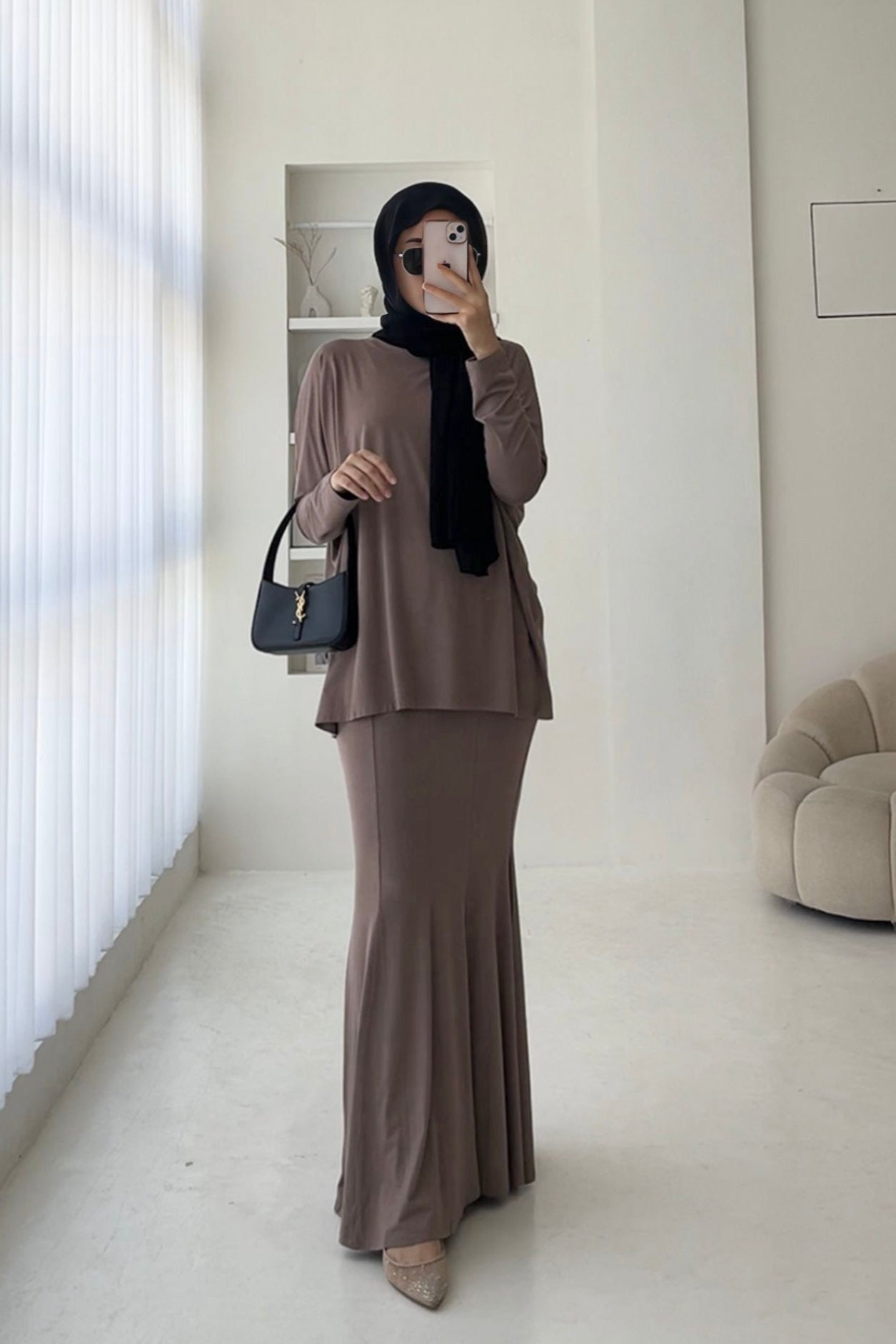 Batwing Set Mermaid Skirt - Coksu - Set Atasan Rok Wanita Bahan Rayon Spandex
