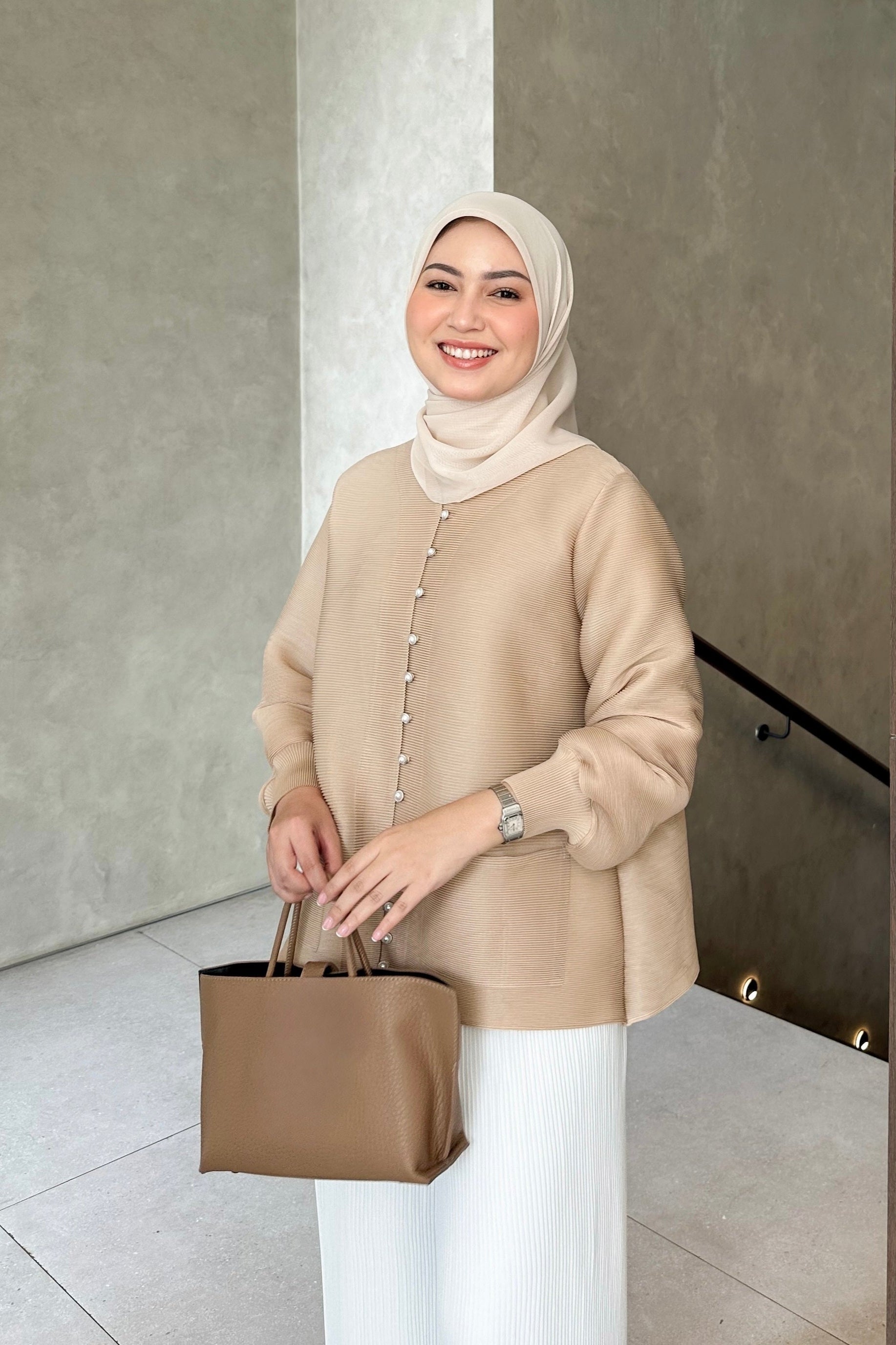 Pocket Pleats Blouse - Atasan Wanita Polos Bahan Pleats