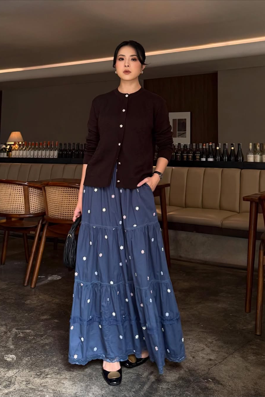 Daisy Skirt - Bawahan Wanita Basic Bercorak Bahan Cotton with Embroidery HQ