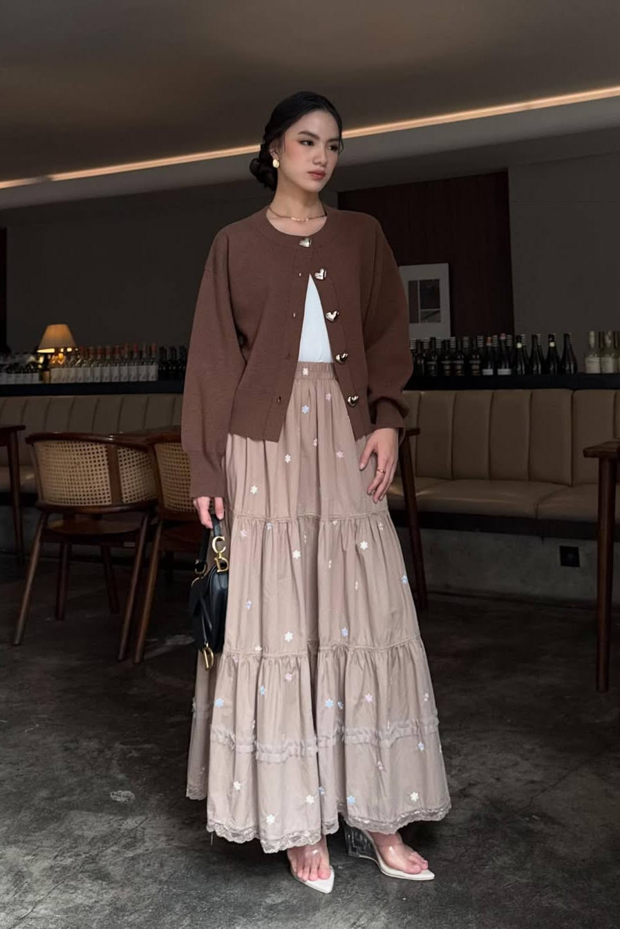 Daisy Skirt - Bawahan Wanita Basic Bercorak Bahan Cotton with Embroidery HQ