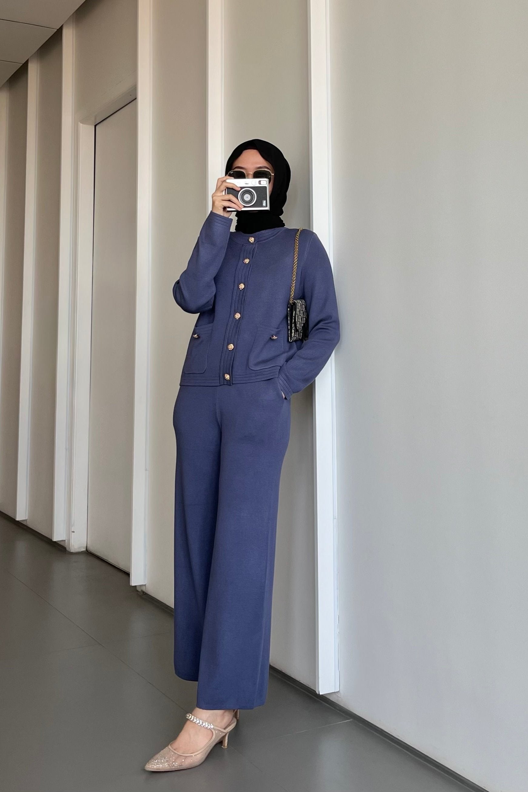 Muji Set - One Set Wanita Bahan Knit Sweater Dan Celana