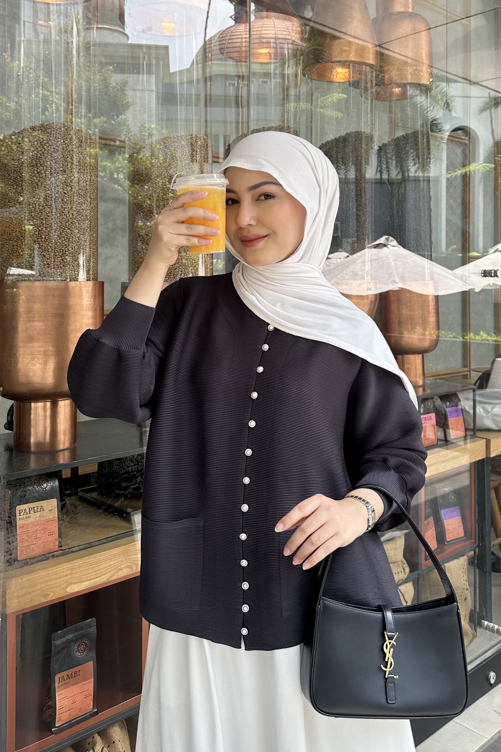 Pocket Pleats Blouse - Atasan Wanita Polos Bahan Pleats
