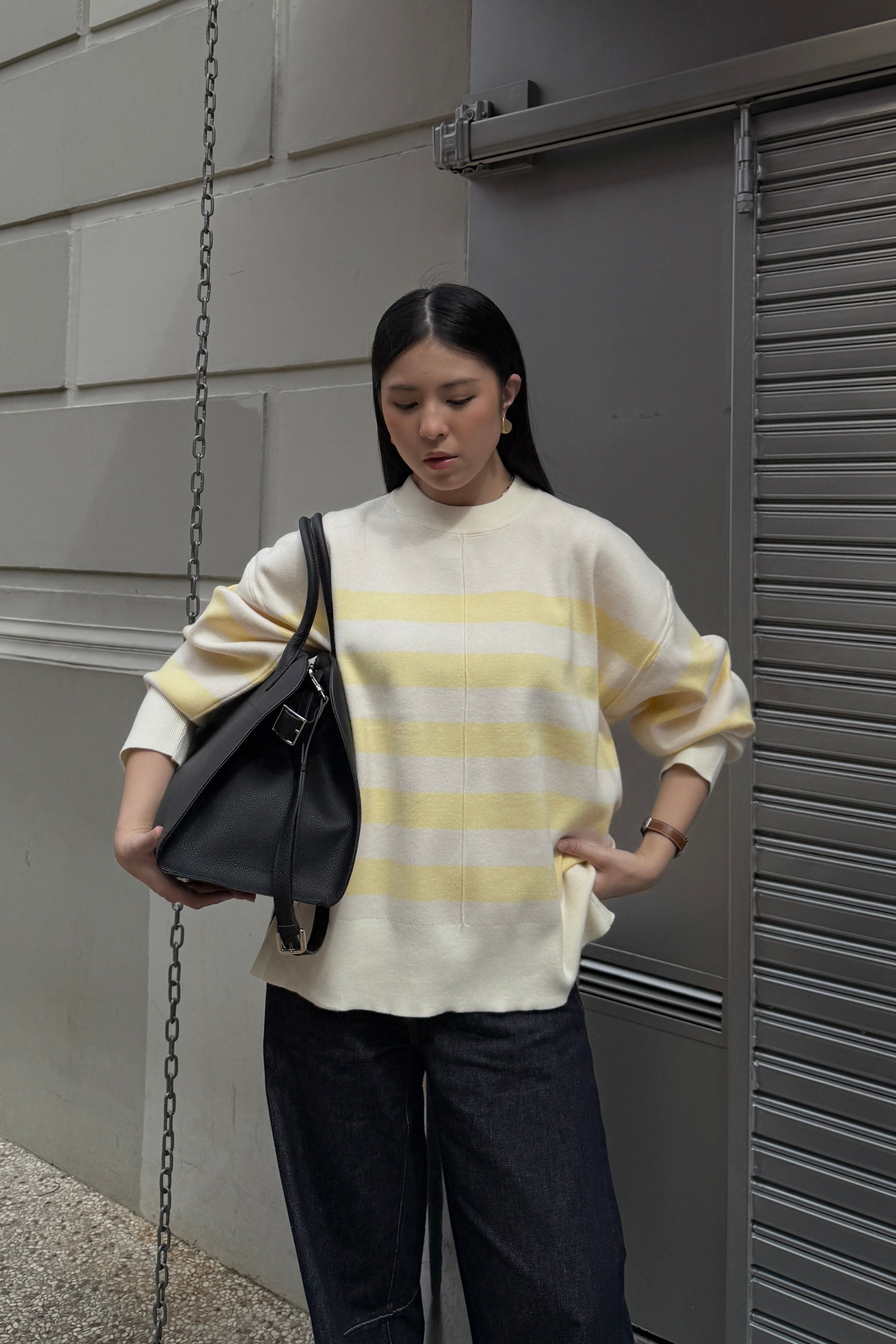Diora Sweater - Sweater Knit Tebal Wanita Stripe