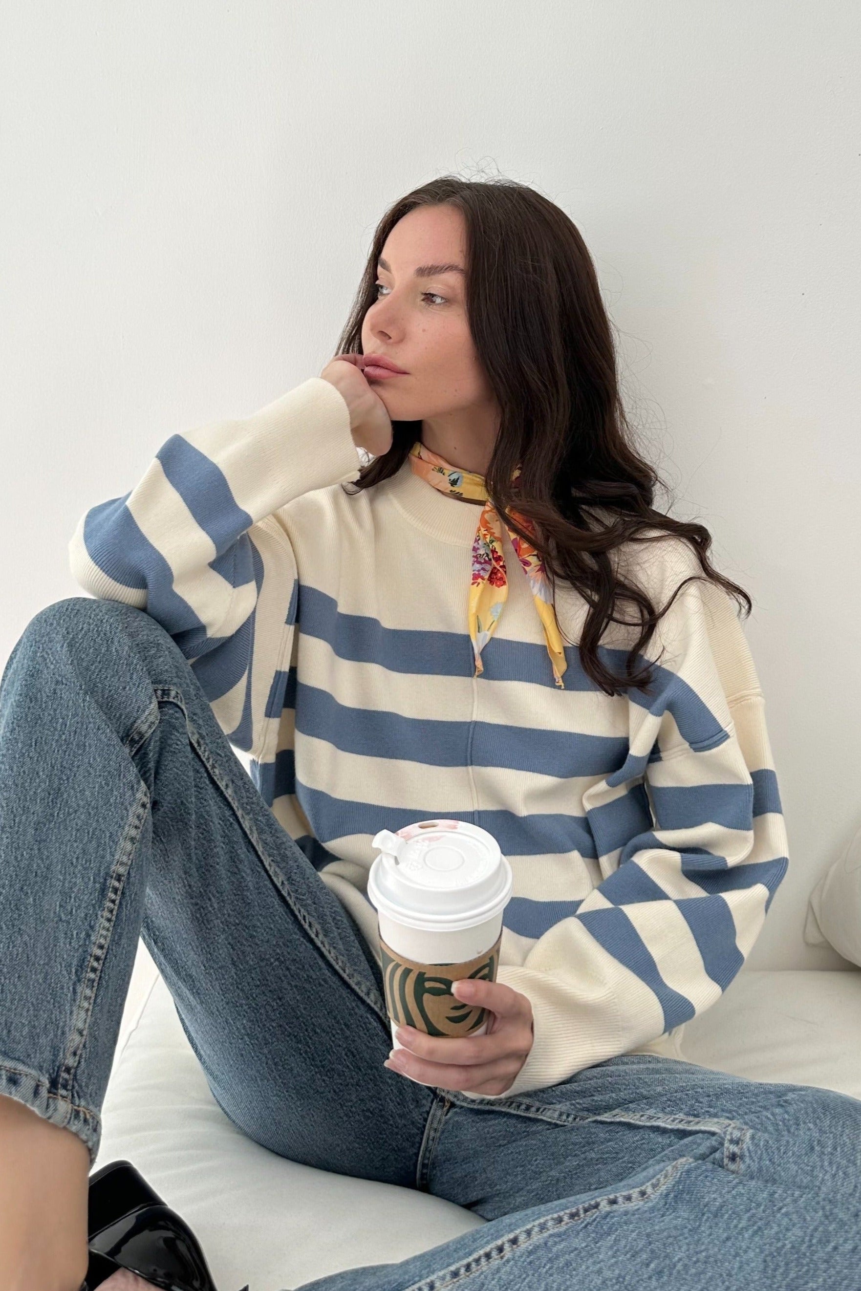 Diora Sweater - Sweater Knit Tebal Wanita Stripe