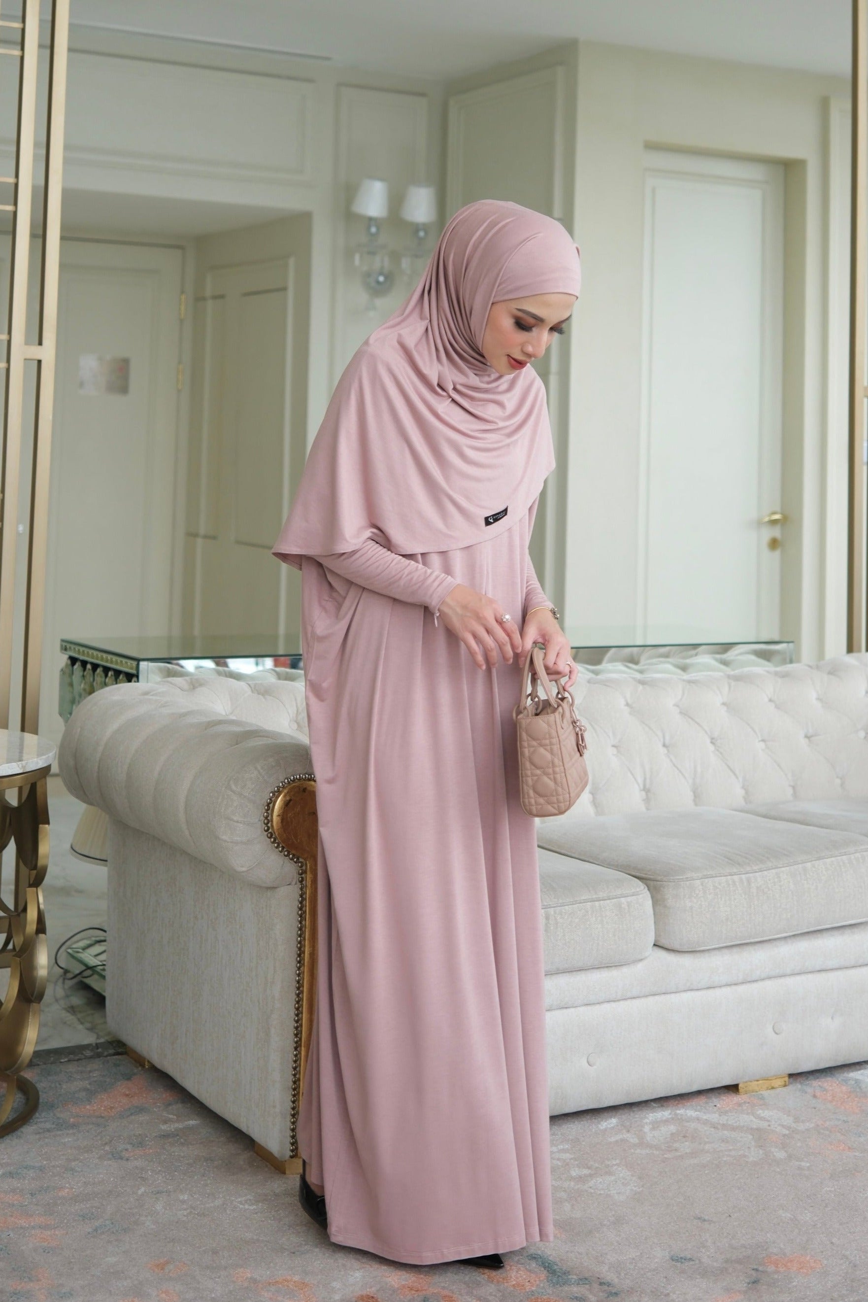 Batwing Plain Set - One Set Hijab Pasmina dan Dress Wanita