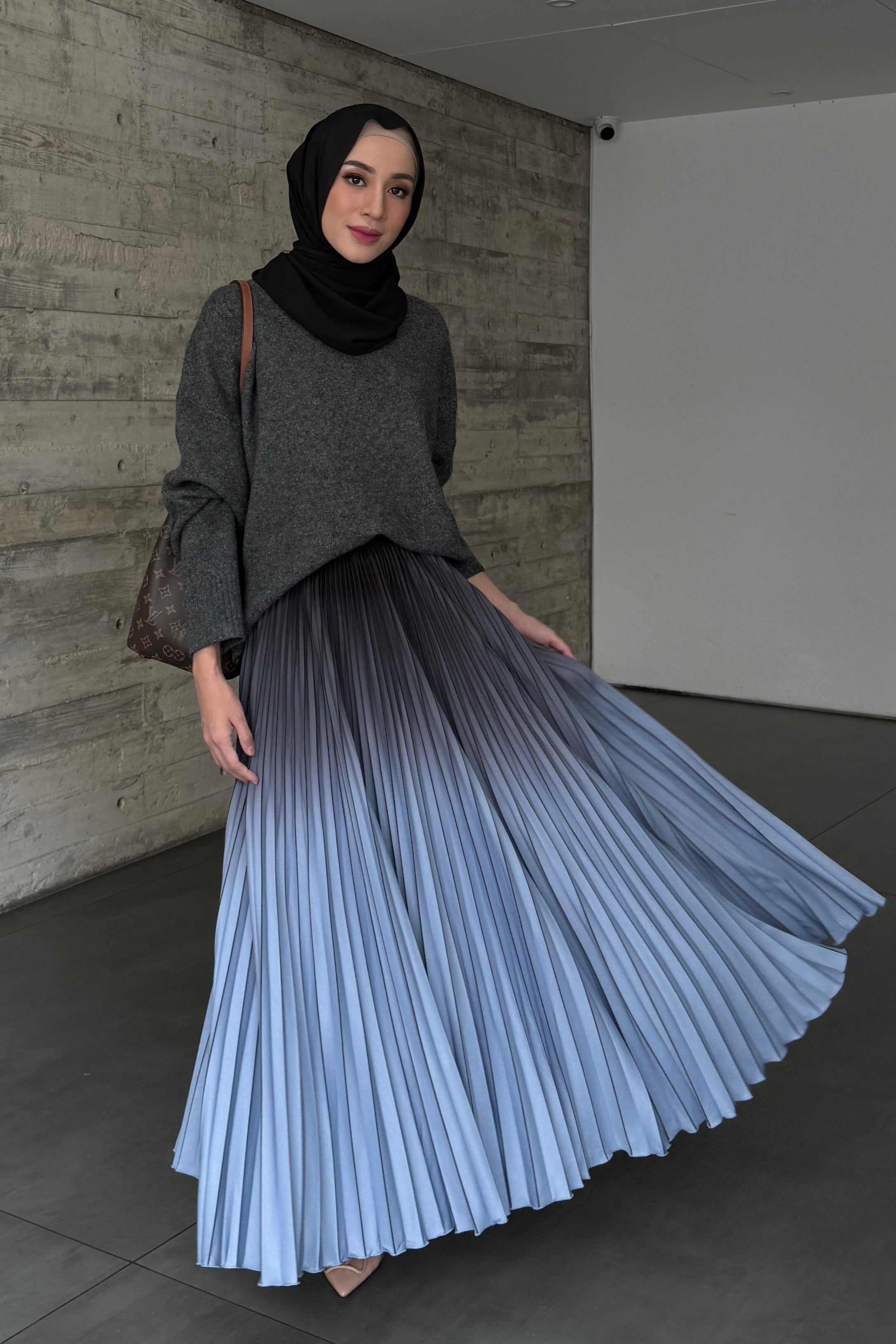 Atala Skirt - Rok Plisket Maxi Motif Gradasi