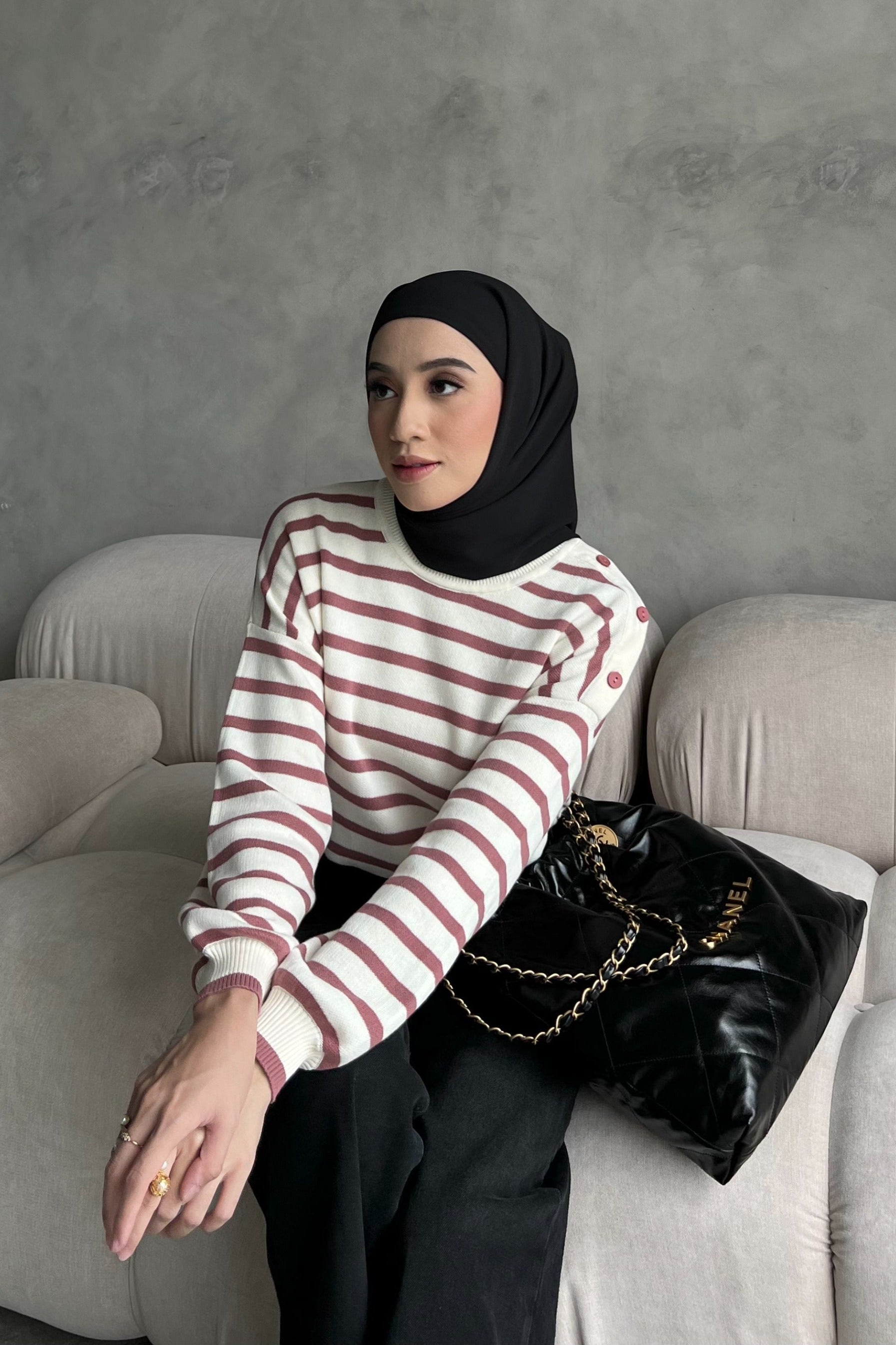 Nara Sweater - Atasan Sweater Stripe Wanita
