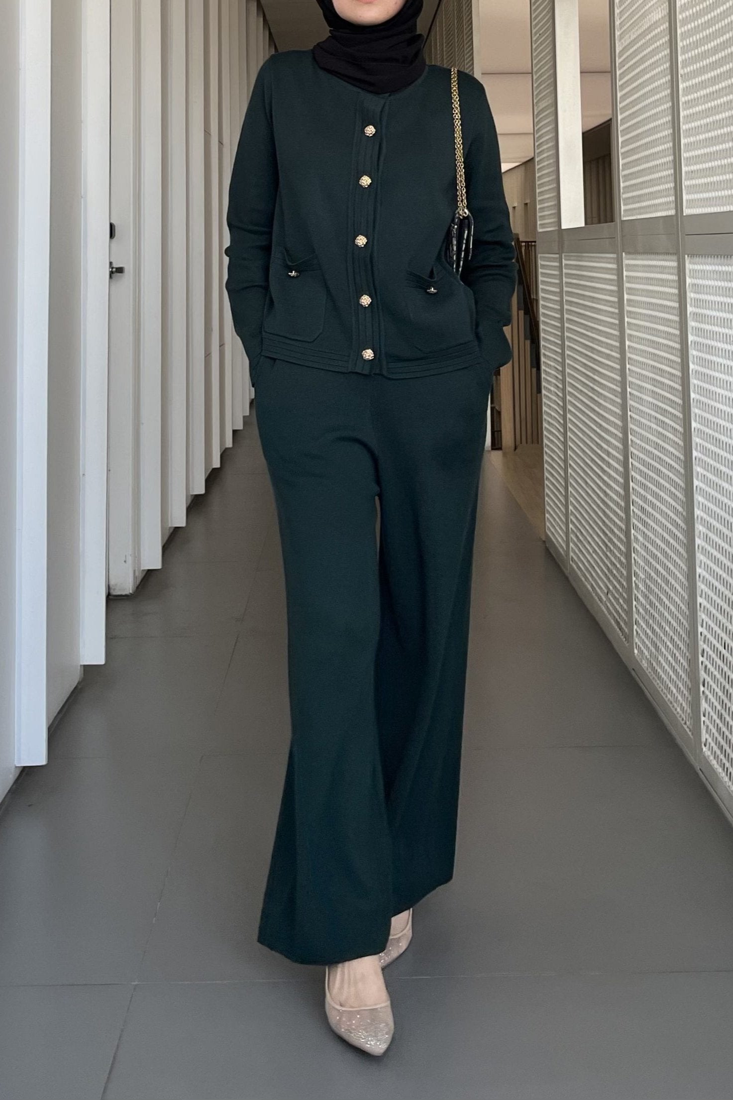 Muji Set - One Set Wanita Bahan Knit Sweater Dan Celana