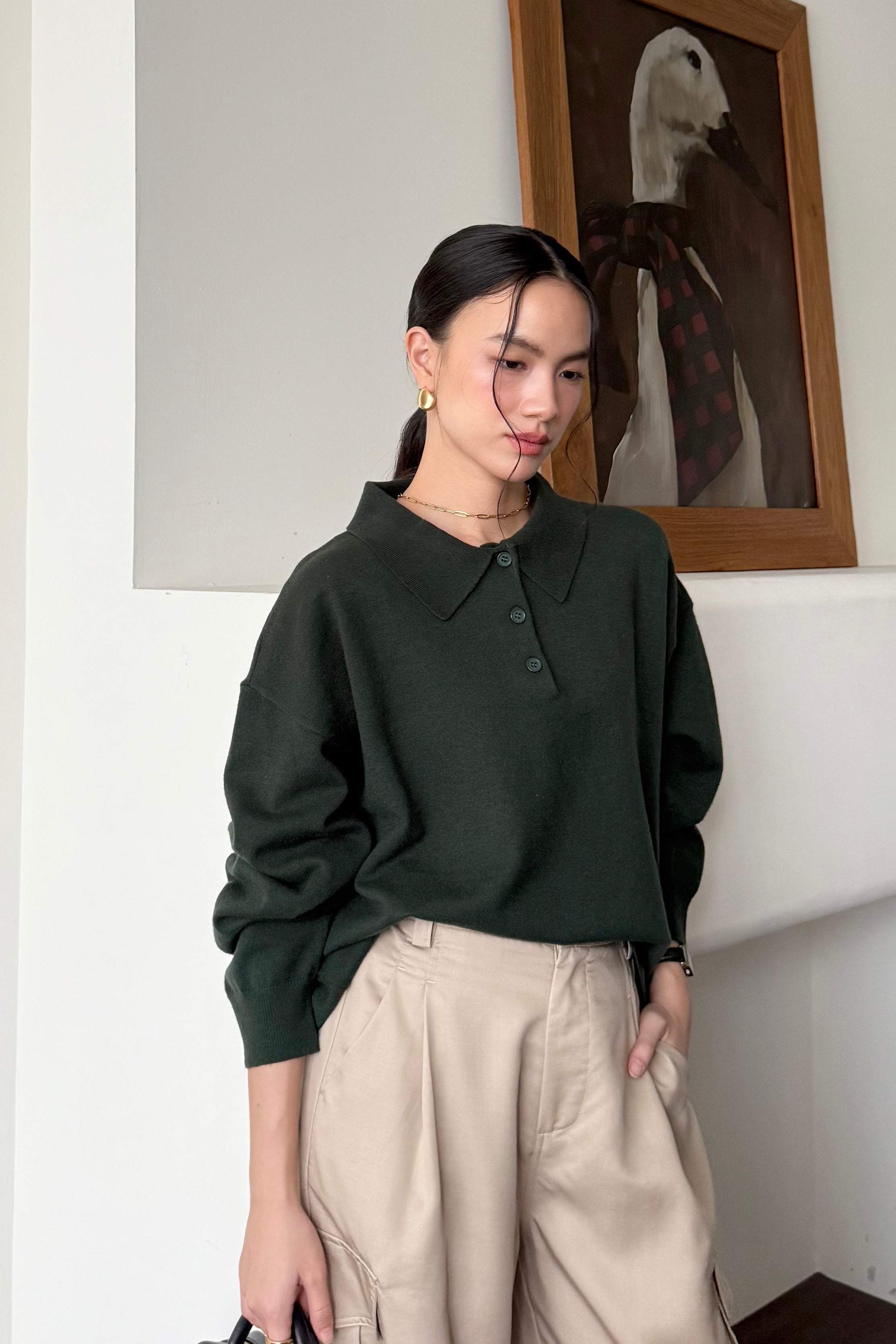 Polo Sweater - Sweater Wanita Bahan Wool Acrylic Premium