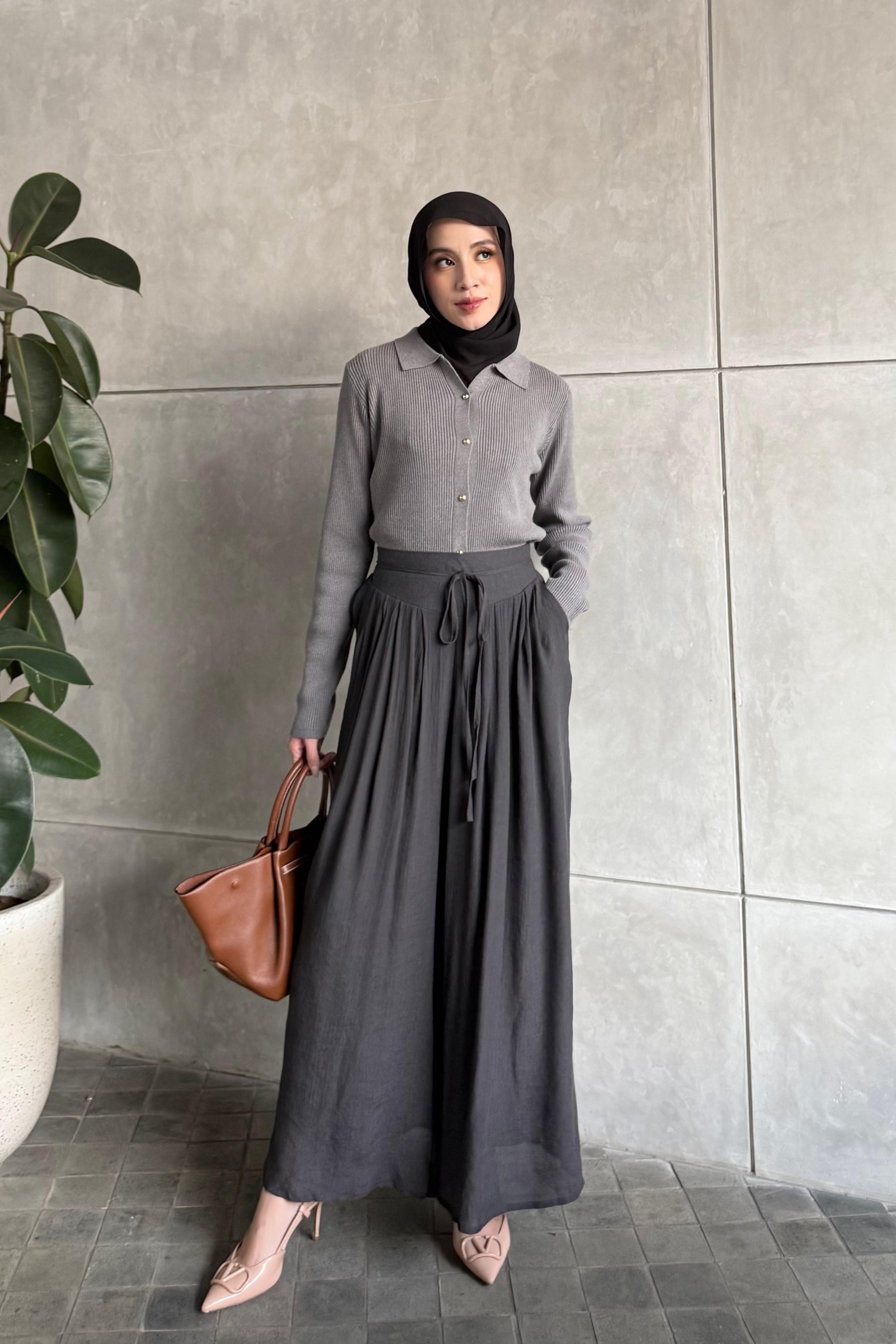 Thai Cullote - Glass Grey - Bawahan Wanita Bahan soft Crinkle