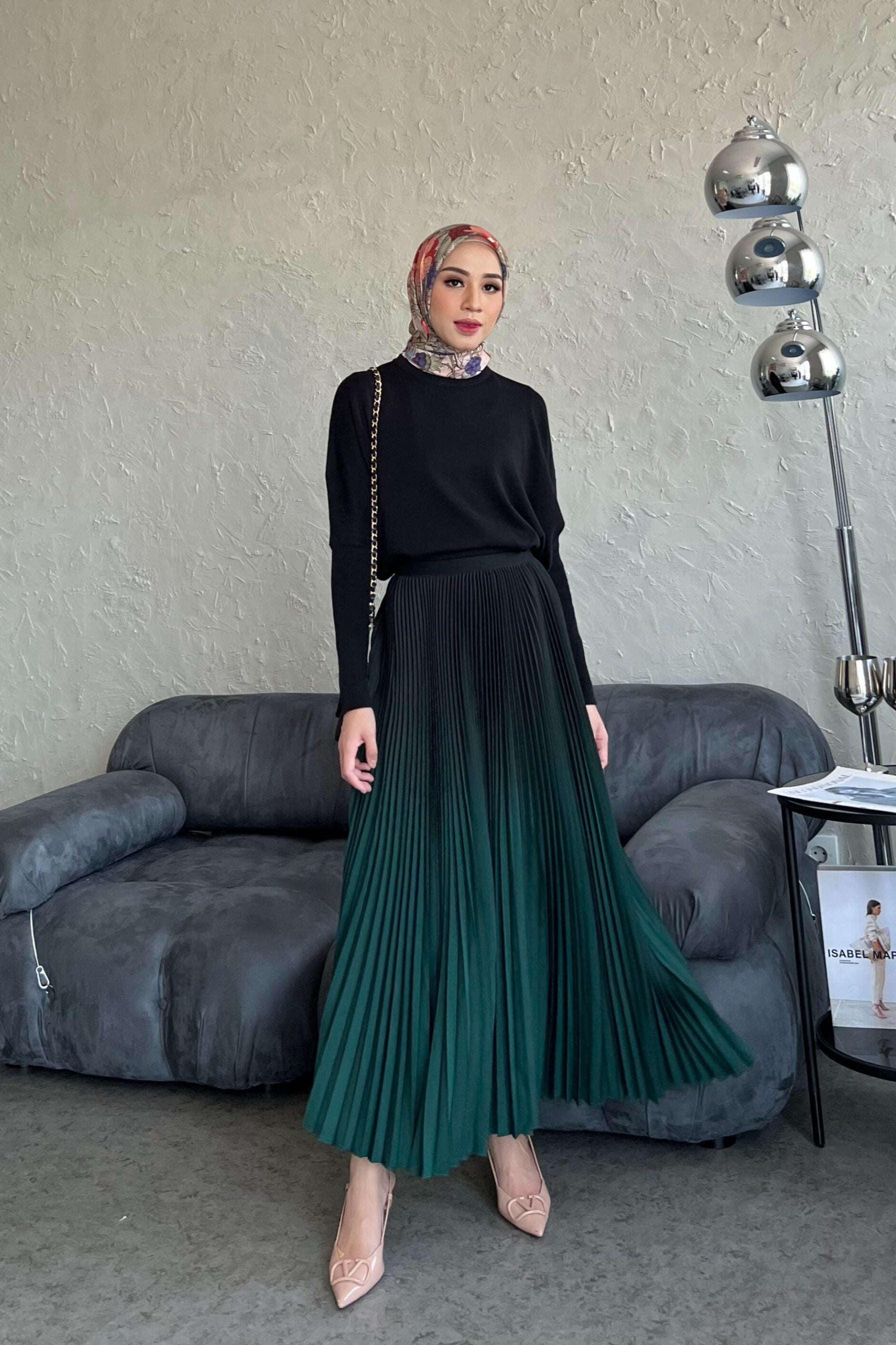 Atala Skirt - Rok Plisket Maxi Motif Gradasi