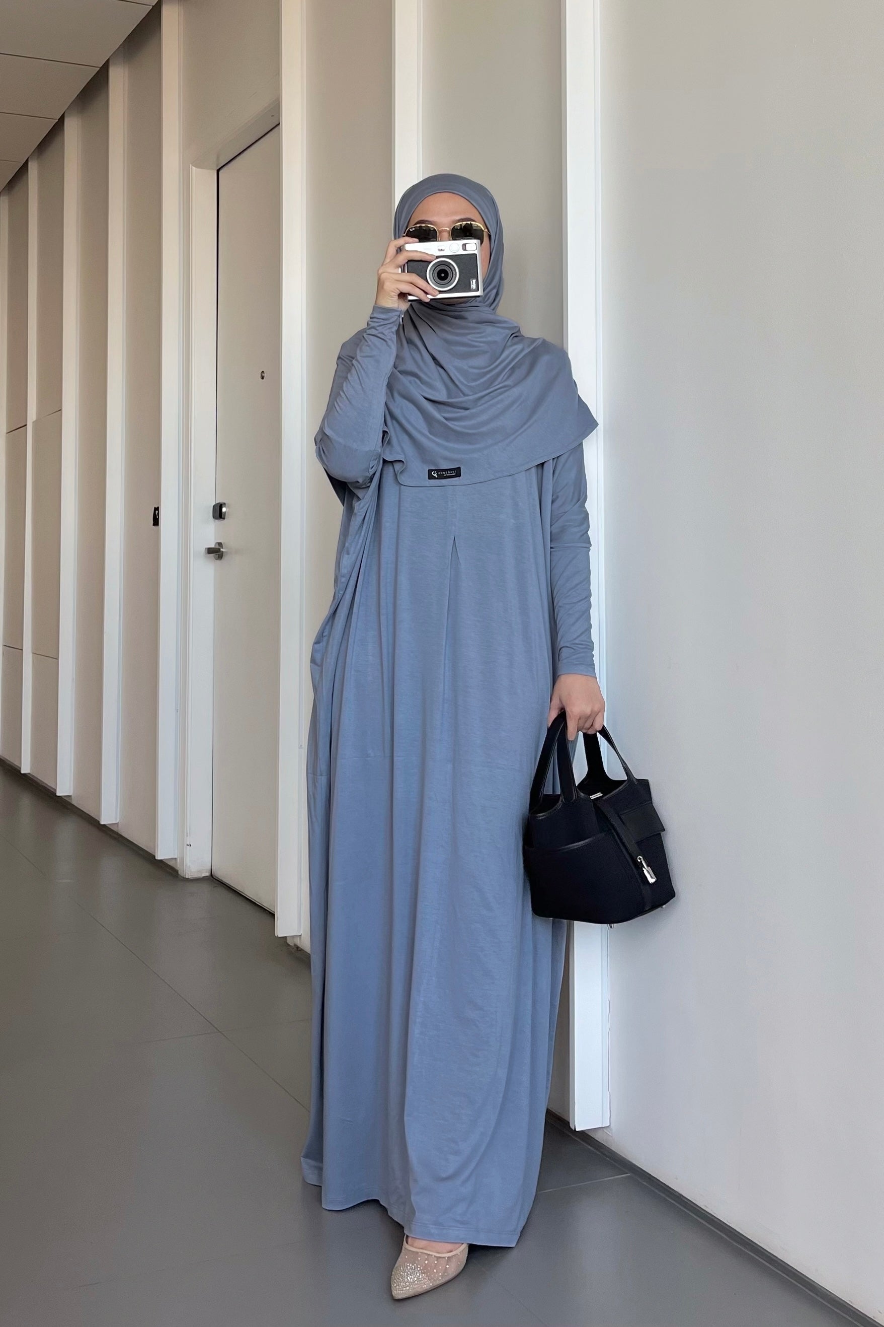 Batwing Plain Set - One Set Hijab Pasmina dan Dress Wanita