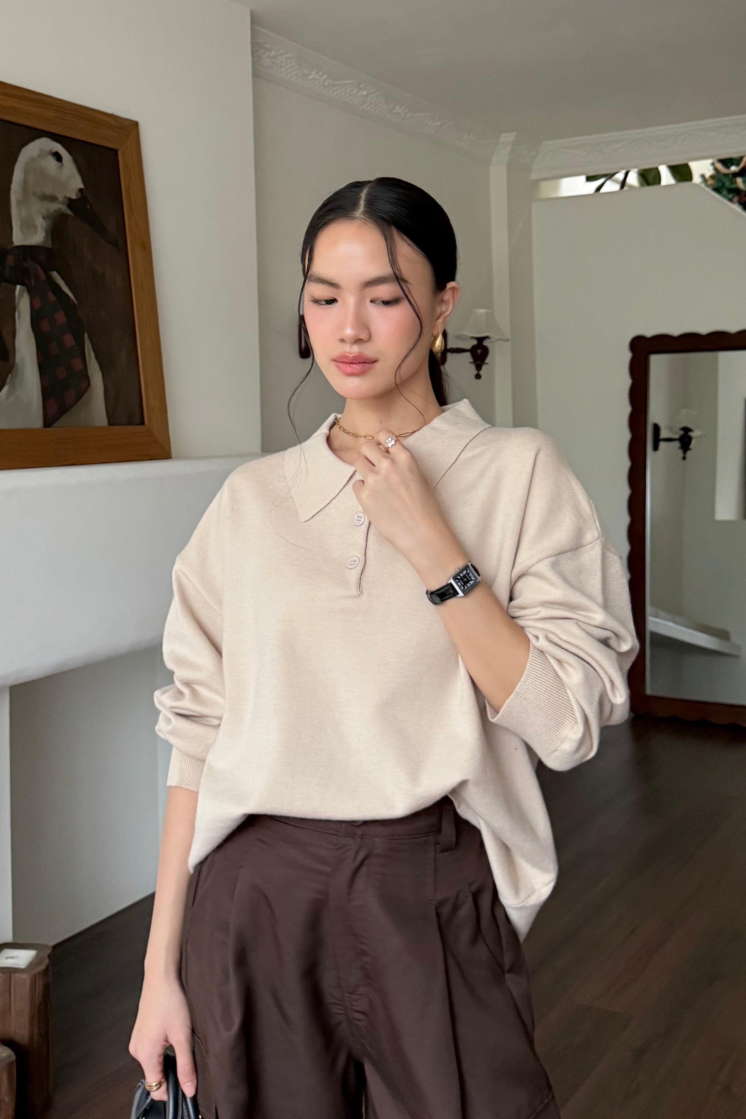 Polo Sweater - Sweater Wanita Bahan Wool Acrylic Premium