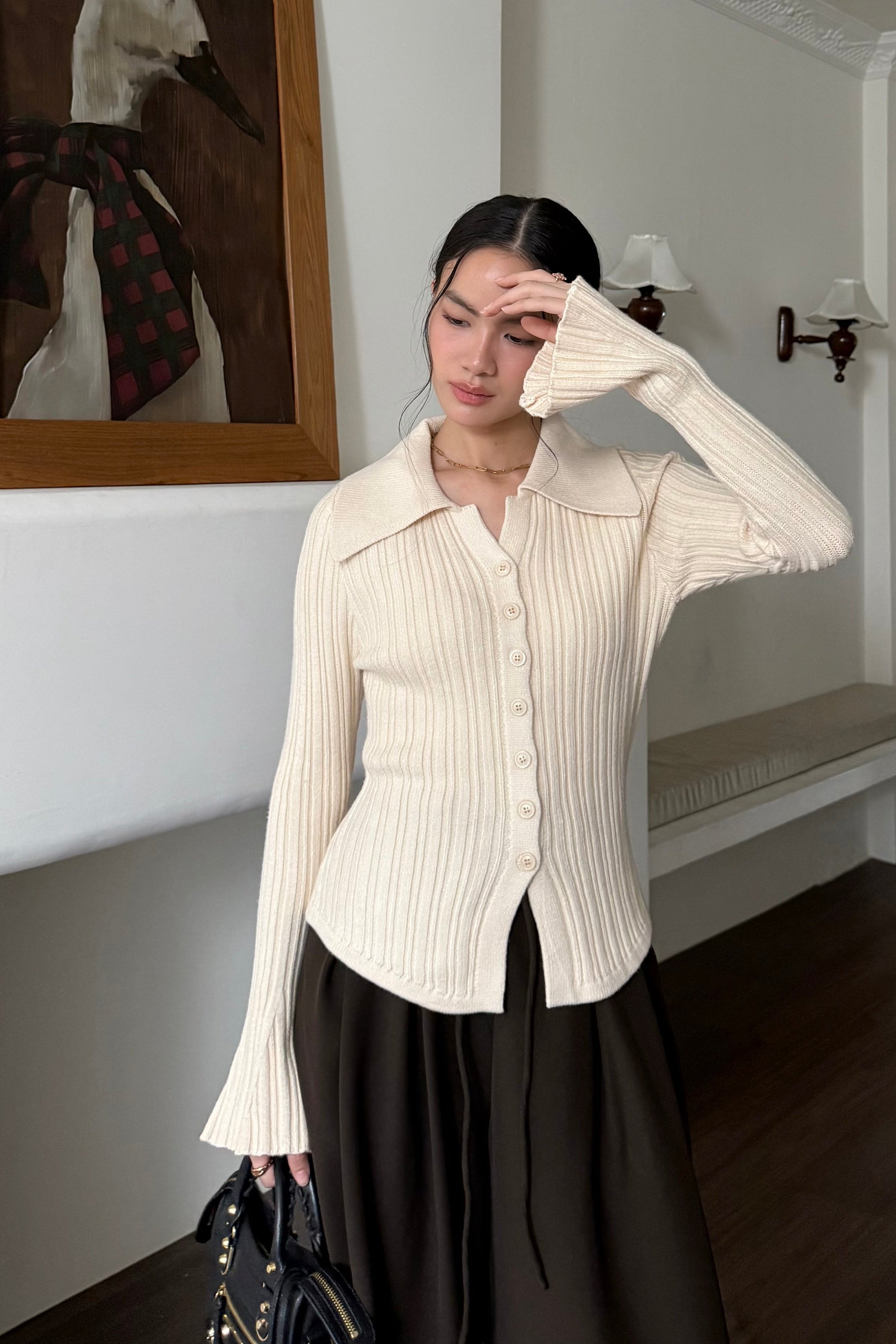 Kimi Sweater - Atasan Sweater Wanita Berkerah Trendy Bahan Knit