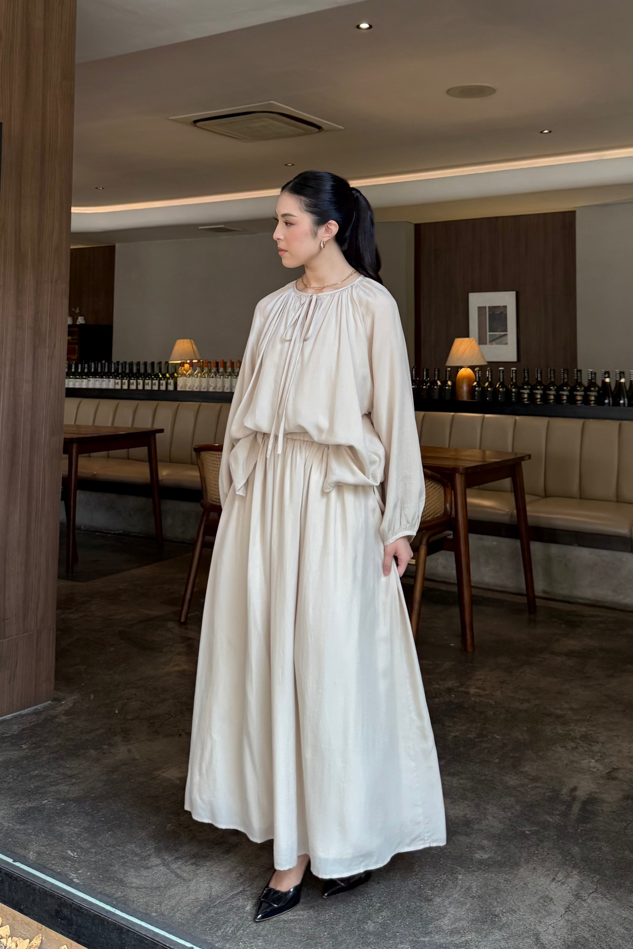 Shojo Set - Setelan Atasan Bawahan Elegan Wanita Bahan Tancel