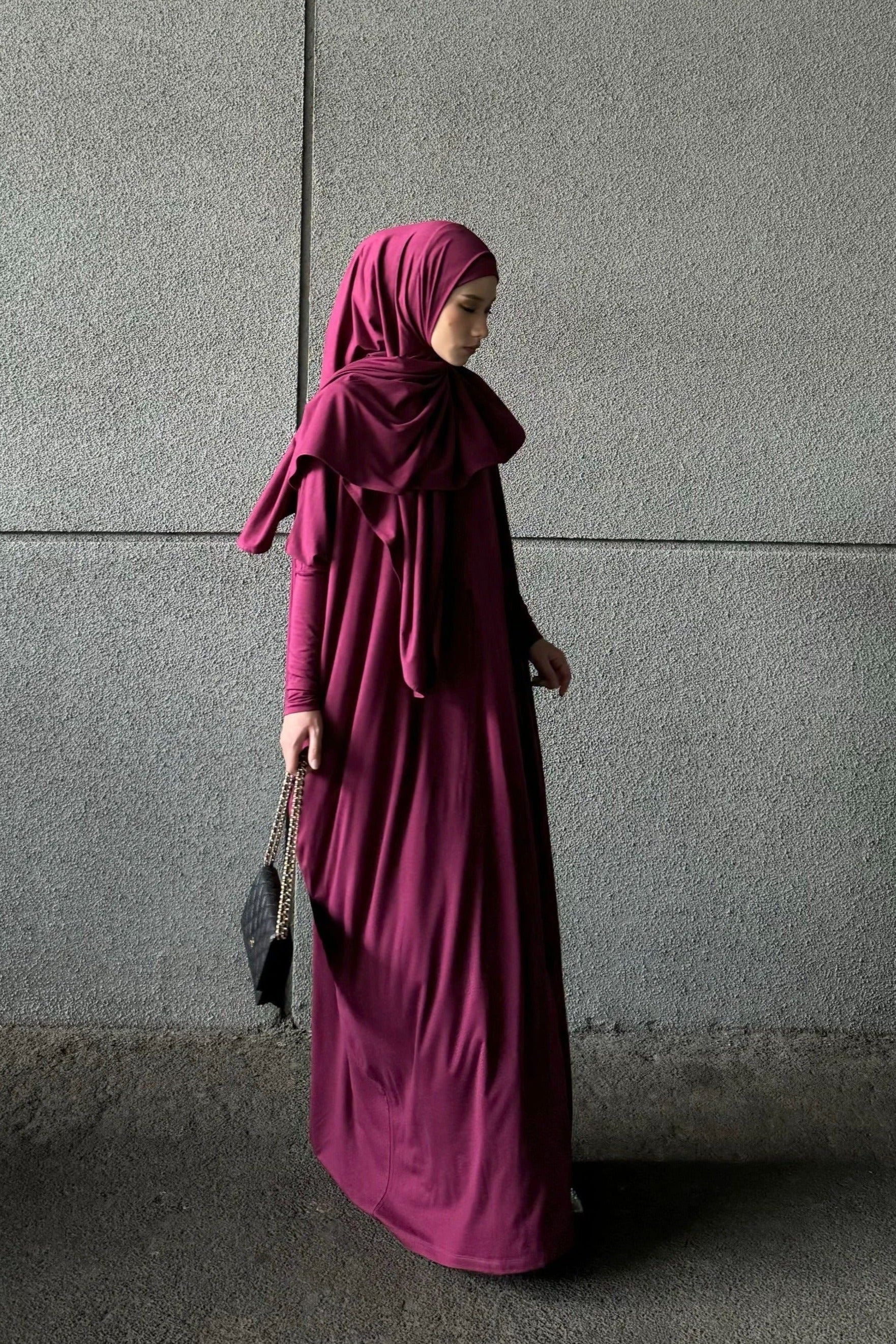 Batwing Plain Set - One Set Hijab Pasmina dan Dress Wanita
