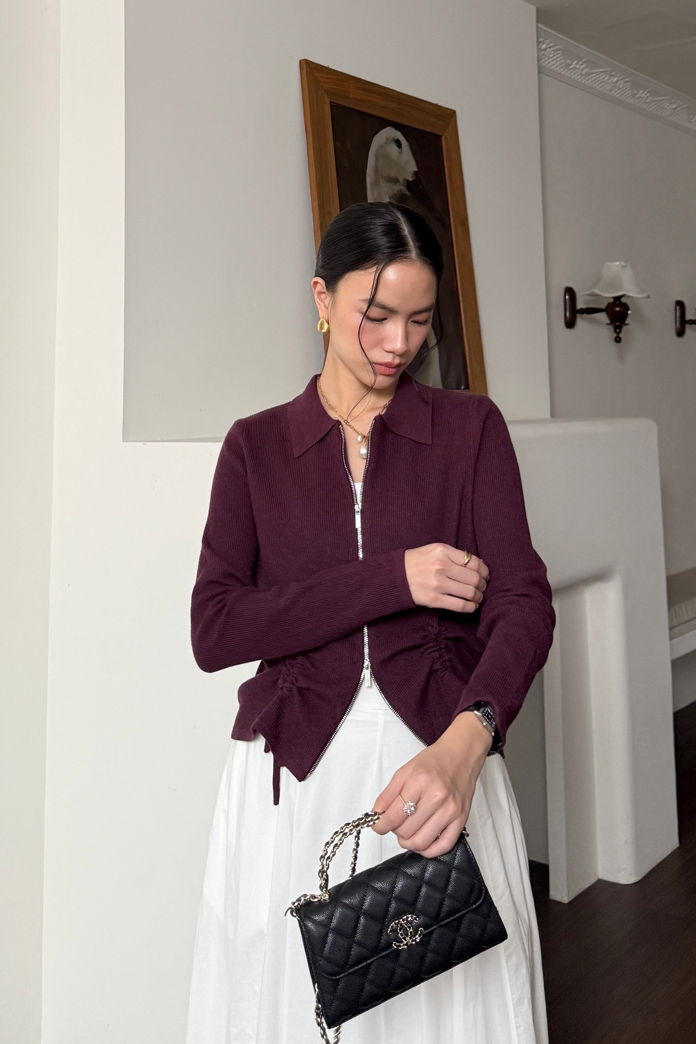 Looren Cardy - Cardigan Wanita Berkerah Stylish Bahan Knit