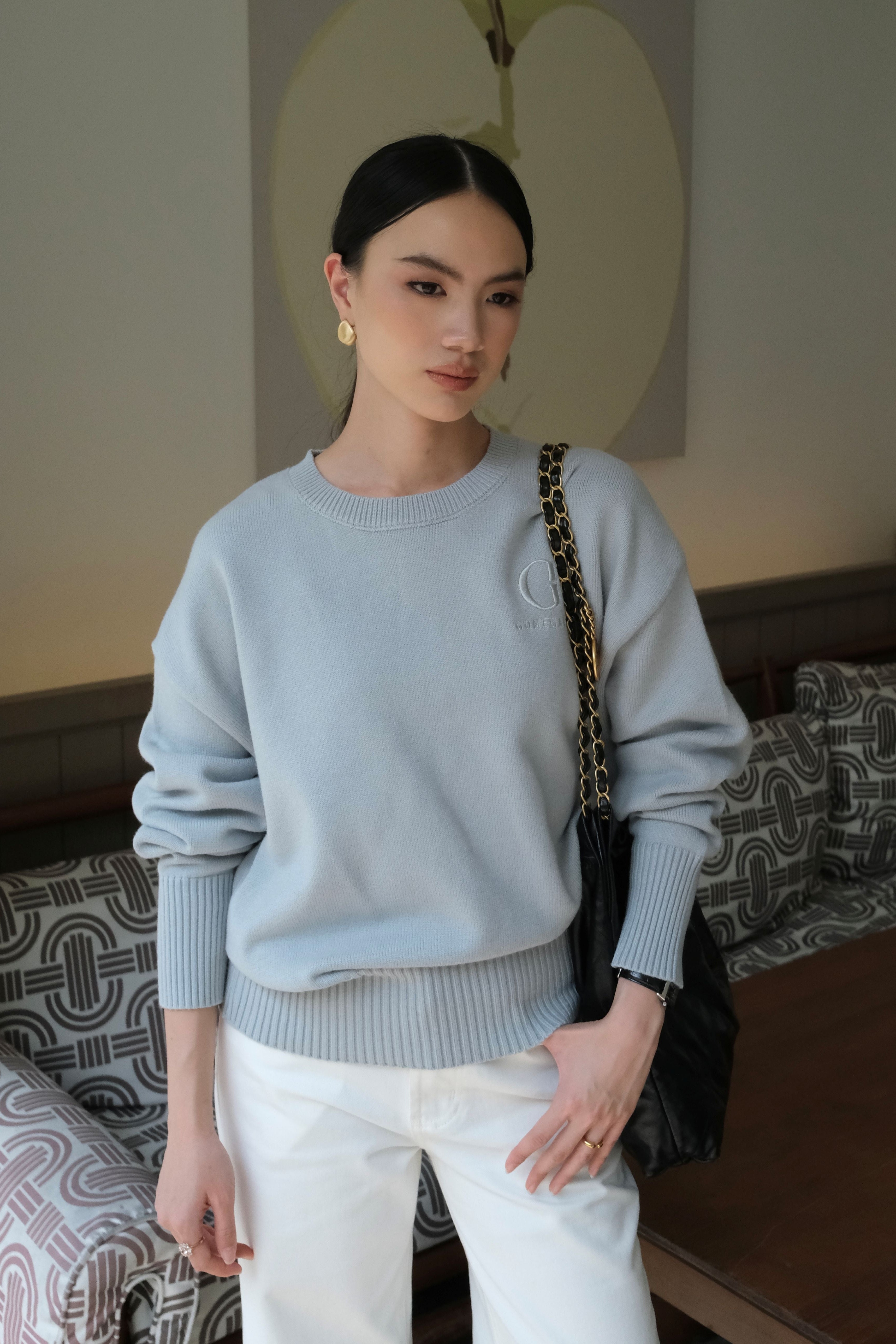GG Essential Sweater - Sweater Rajut Polos Wanita Gaya Minimalis Kasual Premium
