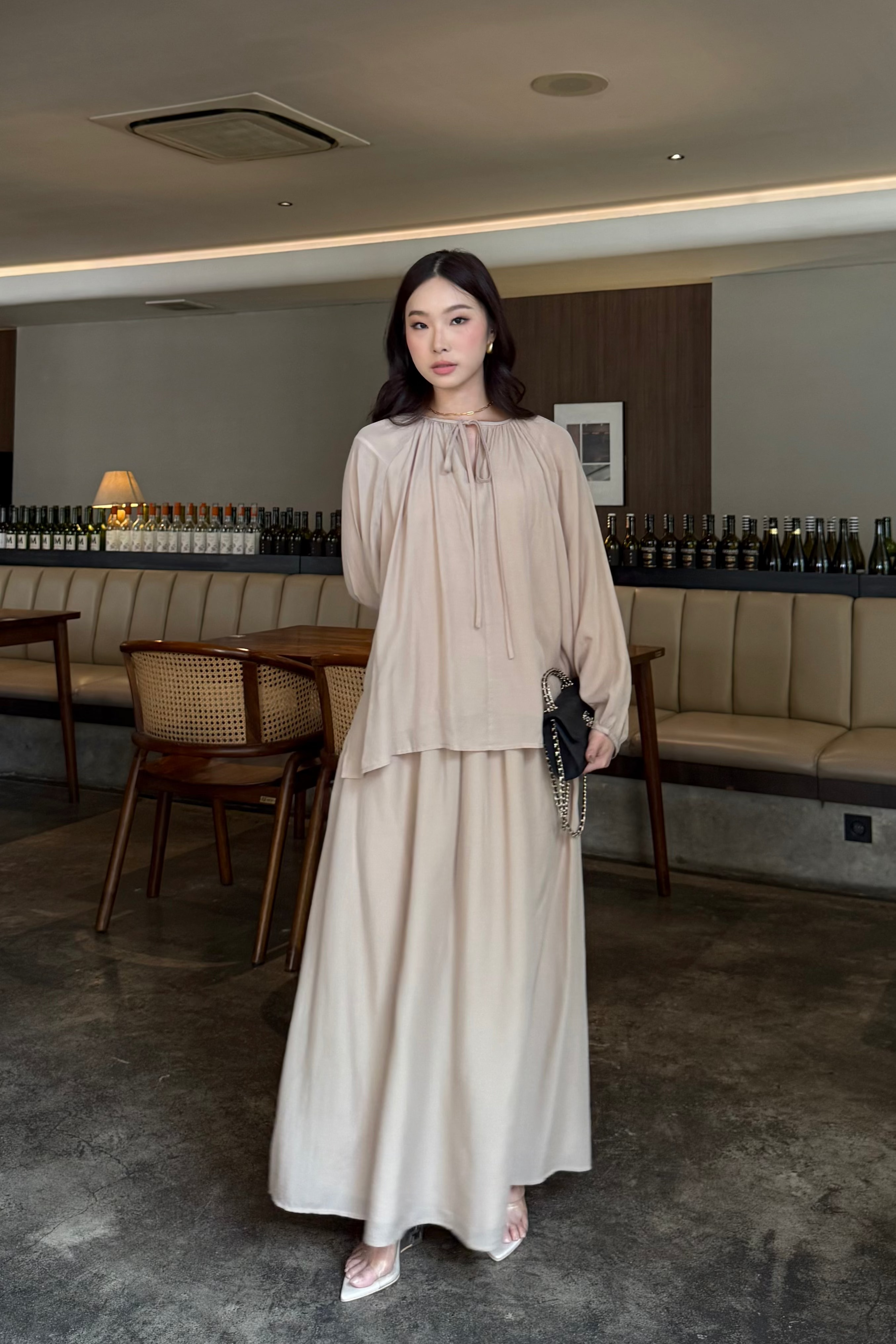 Shojo Set - Setelan Atasan Bawahan Elegan Wanita Bahan Tancel