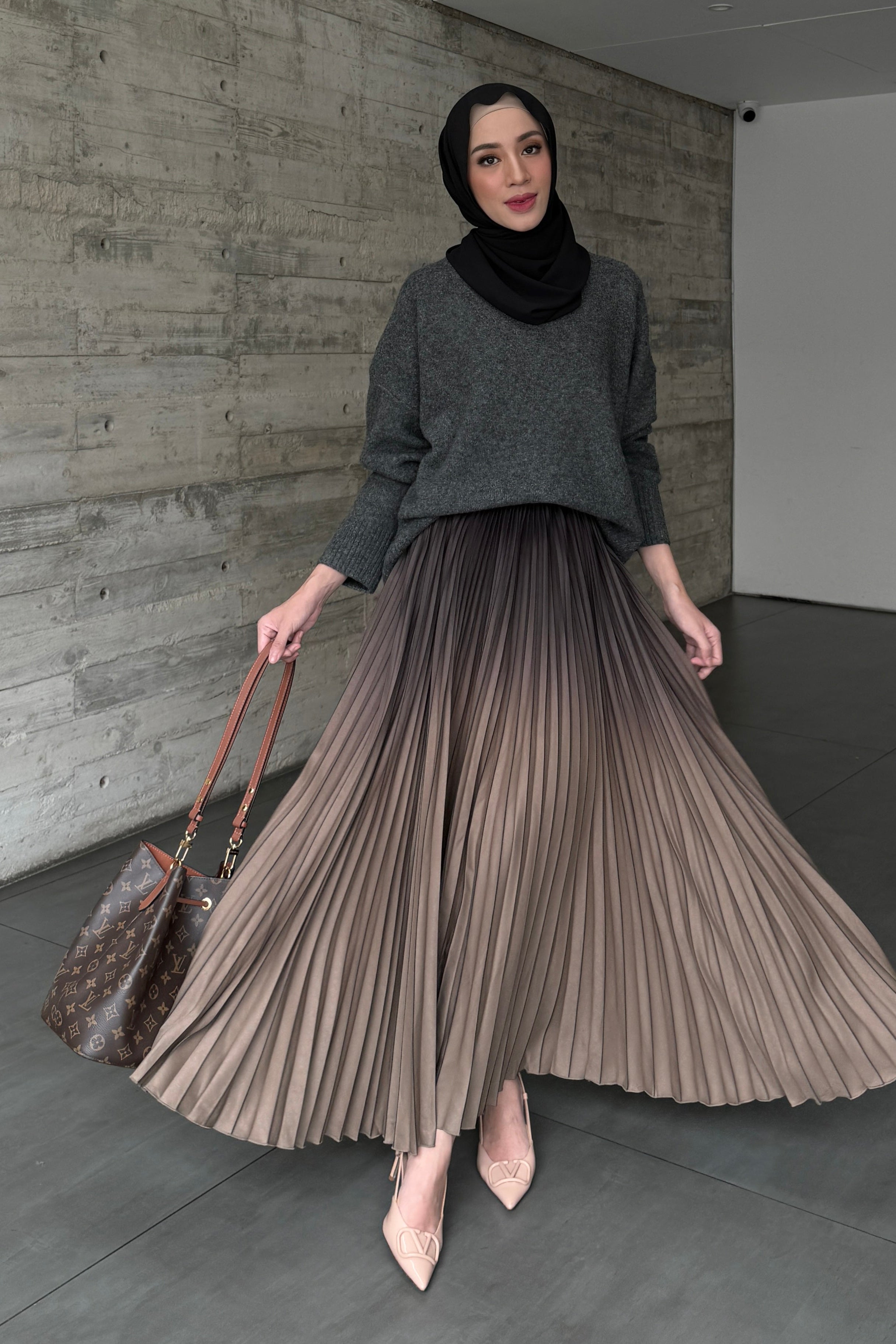 Atala Skirt - Rok Plisket Maxi Motif Gradasi