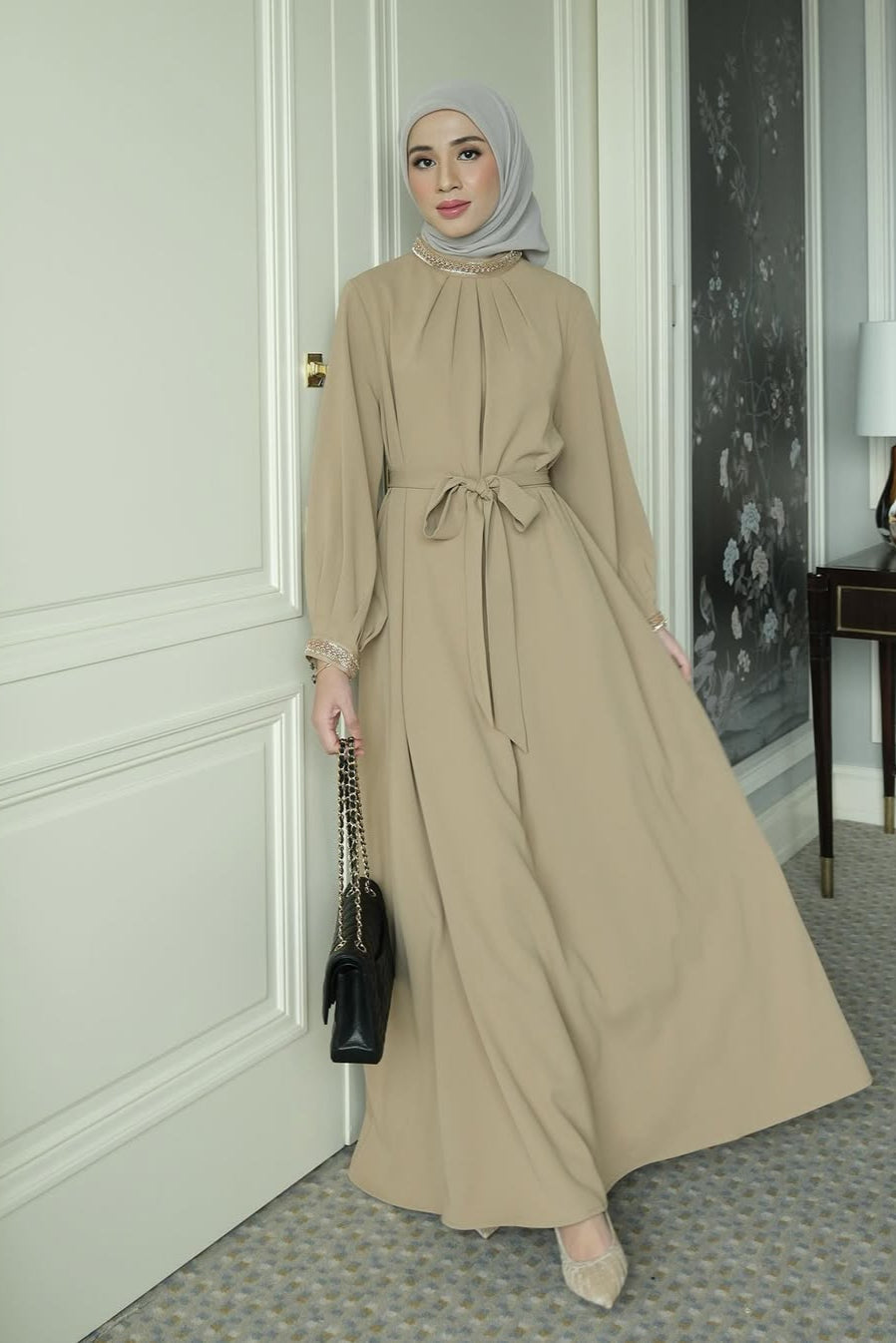 Garita Dress - Dress Flowly Polos Lengan Panjang
